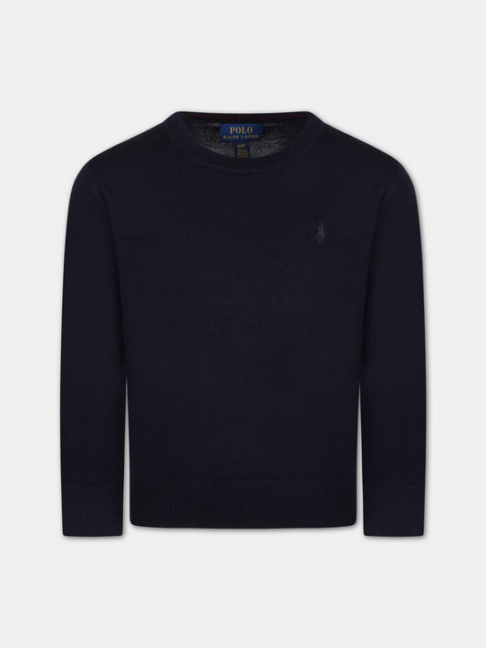 Maglione blu per bambino con cavallino blu,Ralph Lauren Kids,749887009