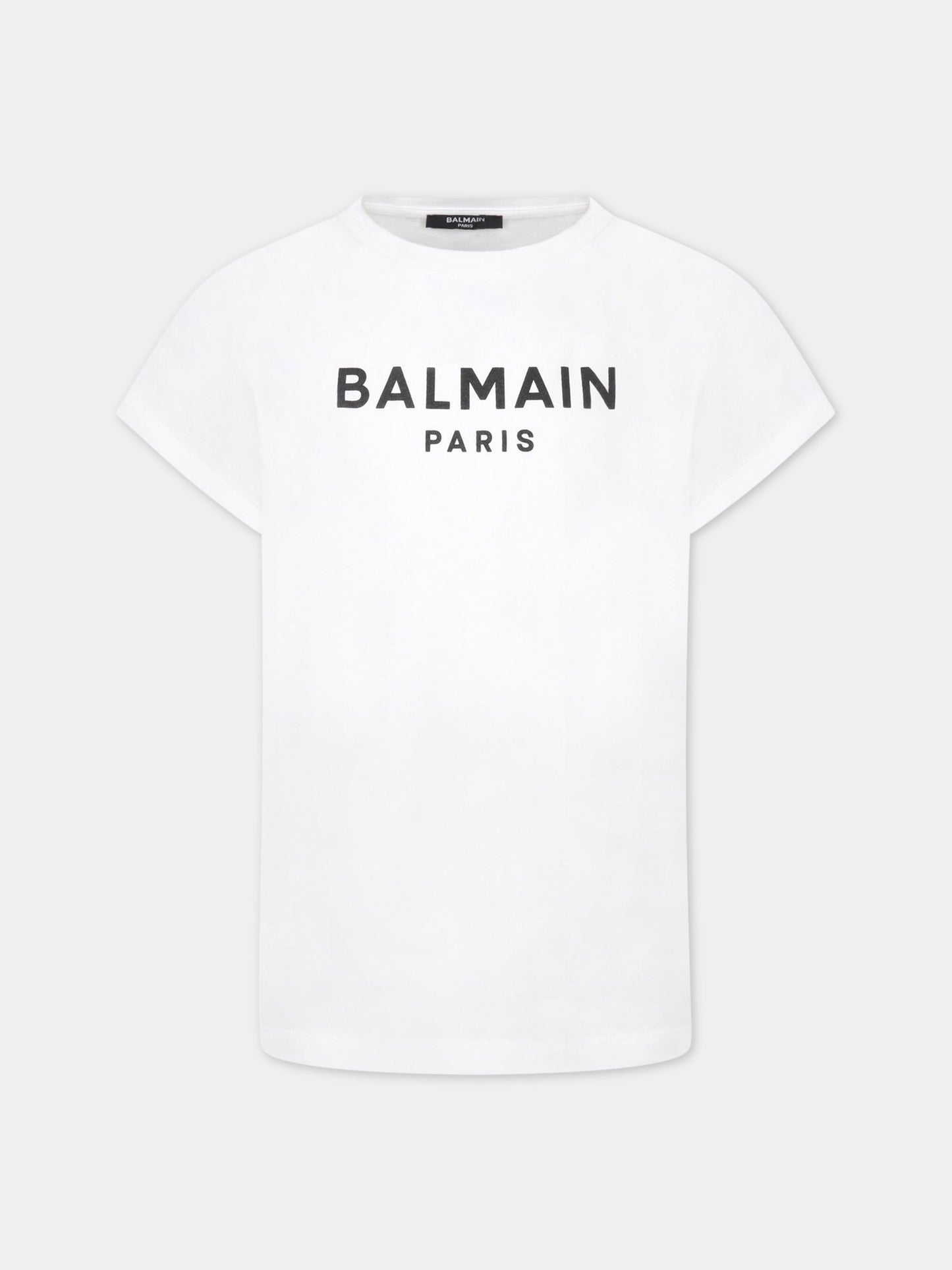 T-shirt bianca per bambini con logo,Balmain Kids,6Q8151 Z0082 100NE