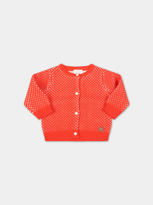 Cardigan rosso per neonata con logo,Carrement Beau,Y05134 407