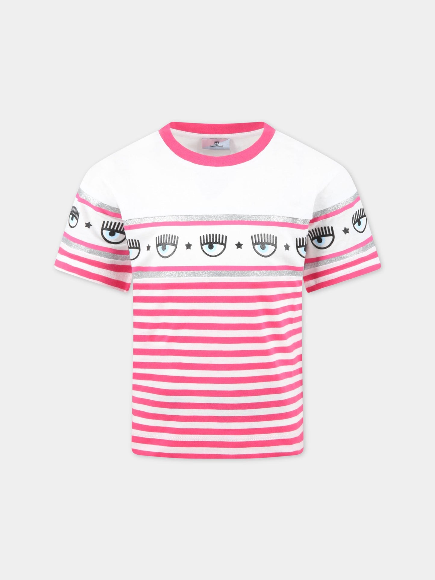T-shirt multicolor per bambina con iconici occhi,Chiara Ferragni Collection,599613 9042 9942