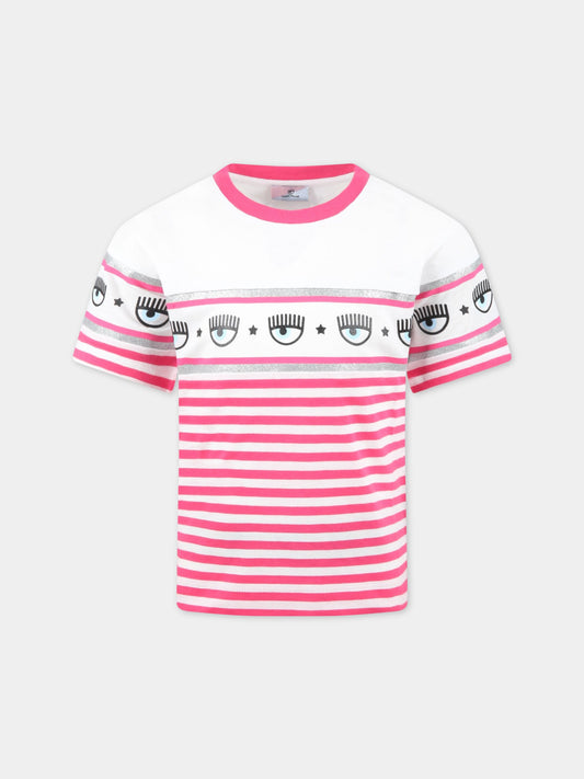 T-shirt multicolor per bambina con iconici occhi,Chiara Ferragni Collection,599613 9042 9942