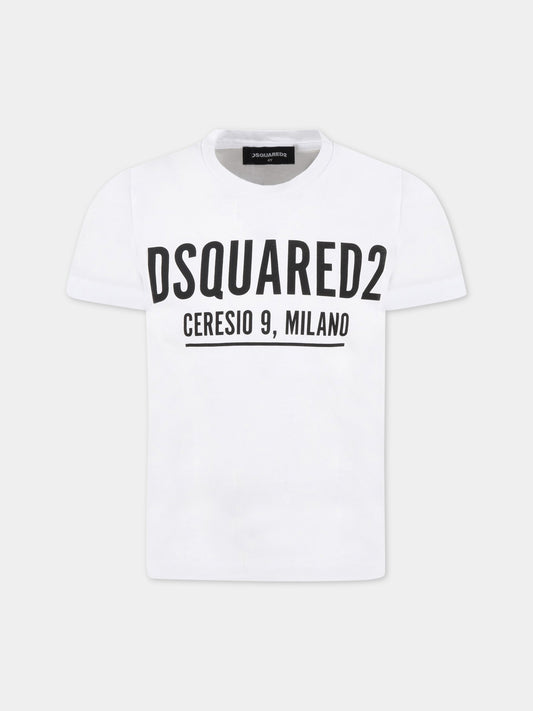 T-shirt bianca per bambino con logo,Dsquared2,DQ0728 D002F DQ100