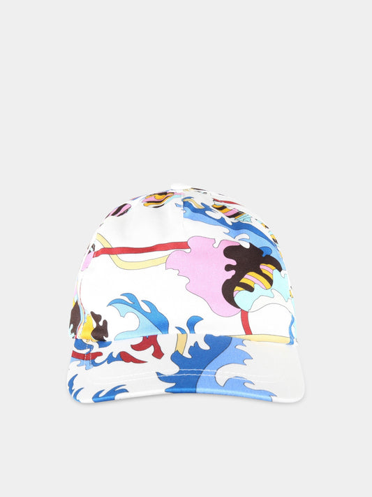 Cappello bianco per bambina con stampa,Emilio Pucci Junior,9Q0087 G0035 100BL