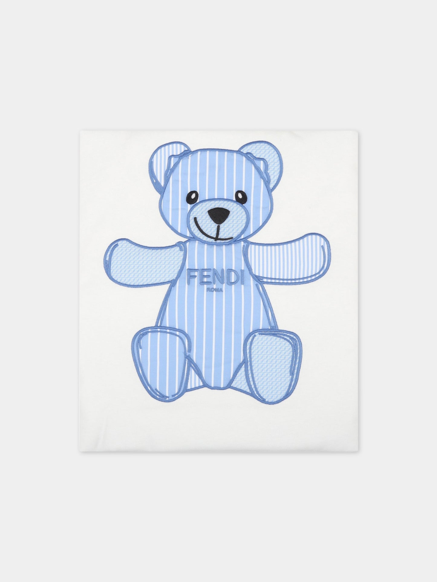 Coperta bianca per neonato con orso,Fendi Kids,BUJ200 AJ20 F1FXY