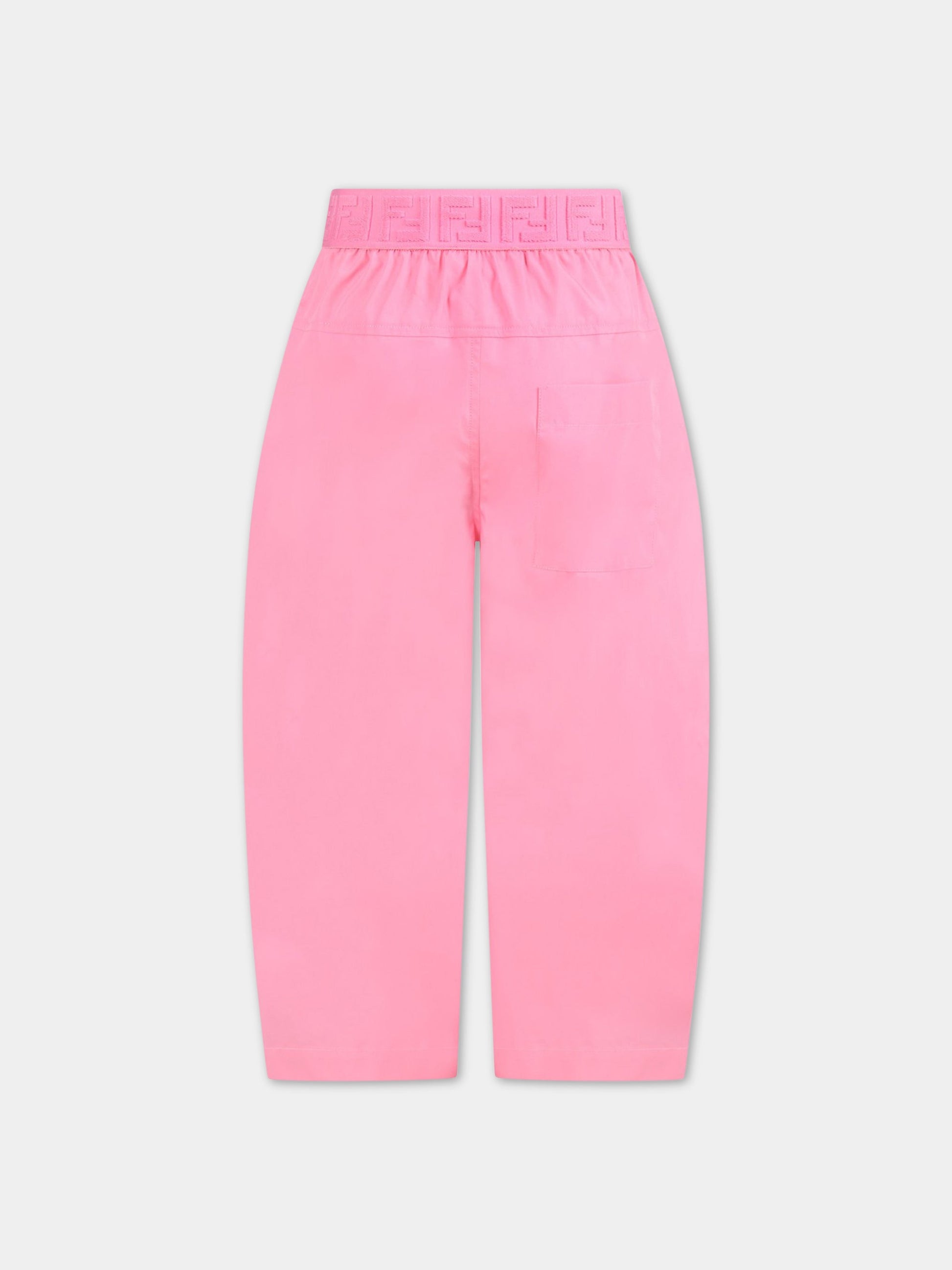 Pantalone rosa per bambina con doppie FF,Fendi Kids,JFF259 AJ1D F081M