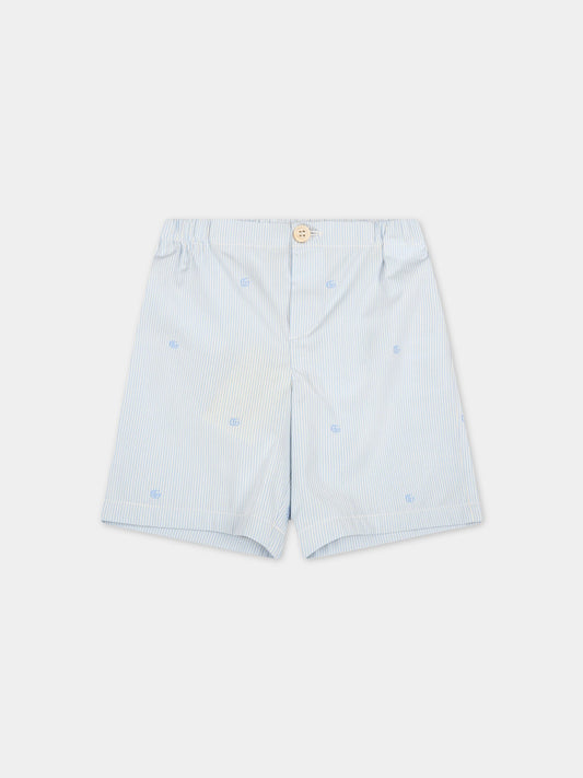 Shorts azzurri per neonato con doppie GG,Gucci Kids,672375 XWARD 4043