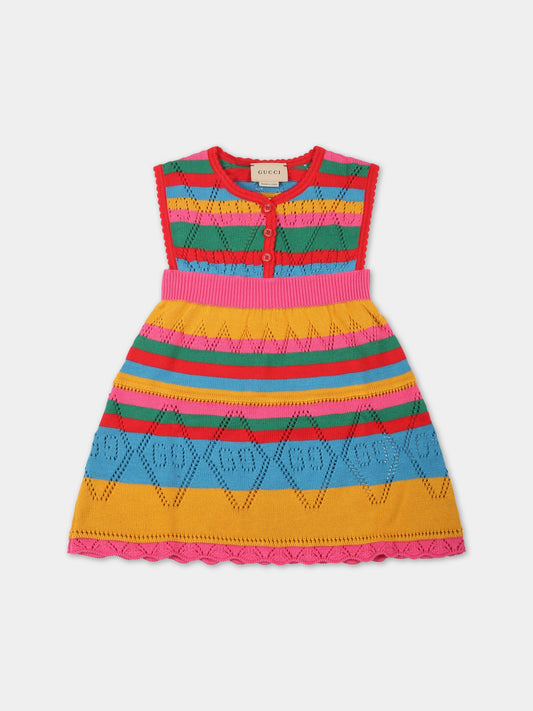 Vestito multicolor per neonata con iconiche GG,Gucci Kids,676797 XKB7E 5152