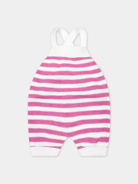 Salopette multicolor per neonata,Little Bear,4002 BIANCO/PEONIA