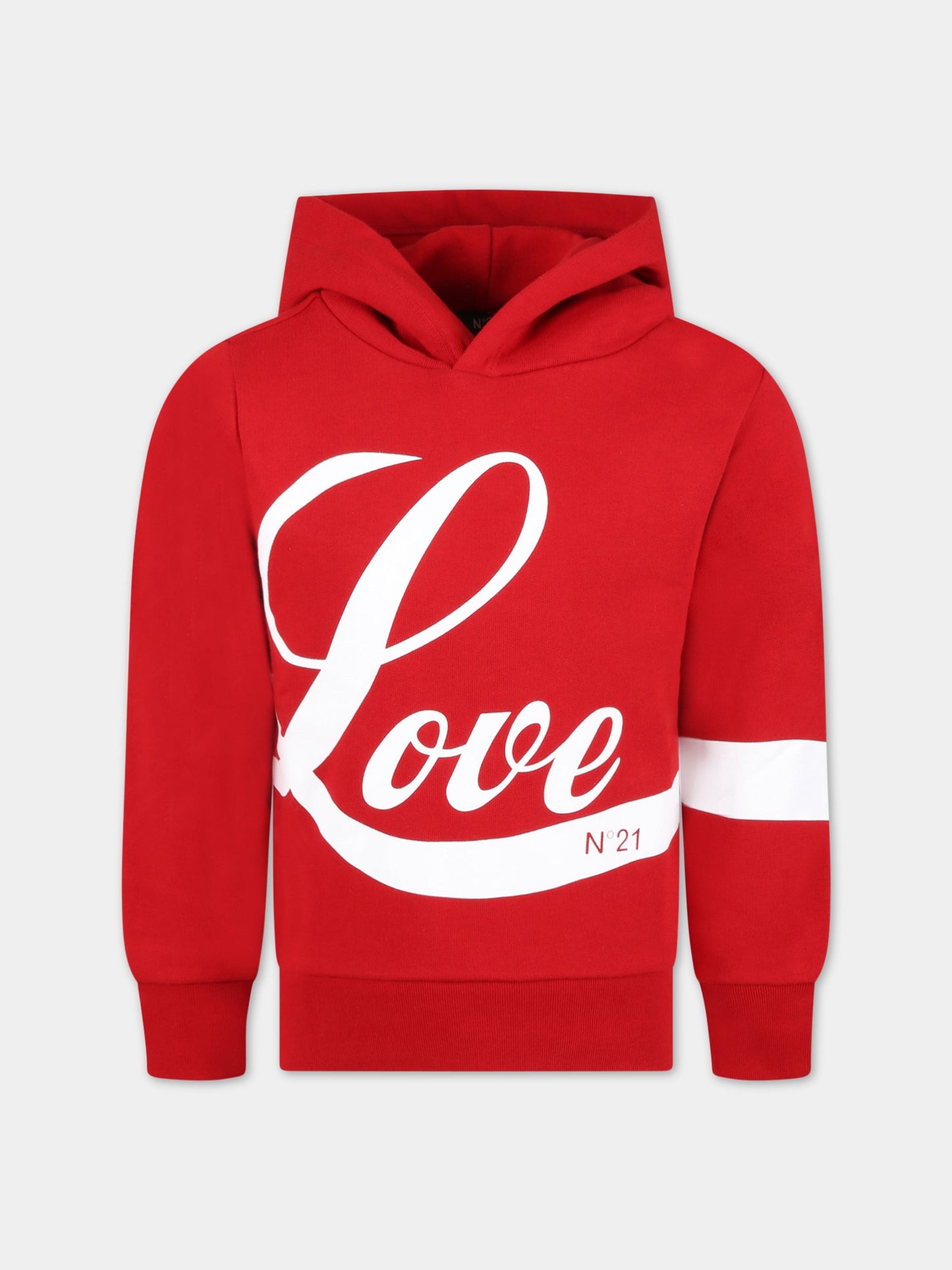Felpa rossa per bambina con logo,N°21 Kids,N21073 N0155 N21S67F 0N400
