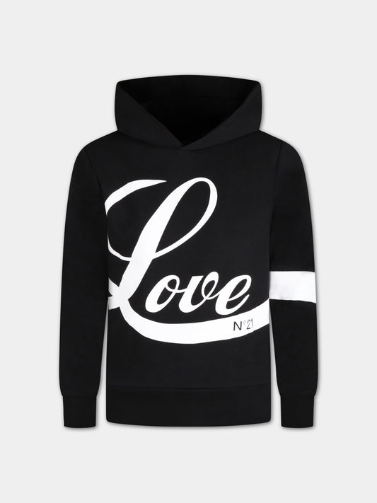 Felpa nera per bambini con scritta Love,N°21 Kids,N21073 N0155 N21S67F 0N900