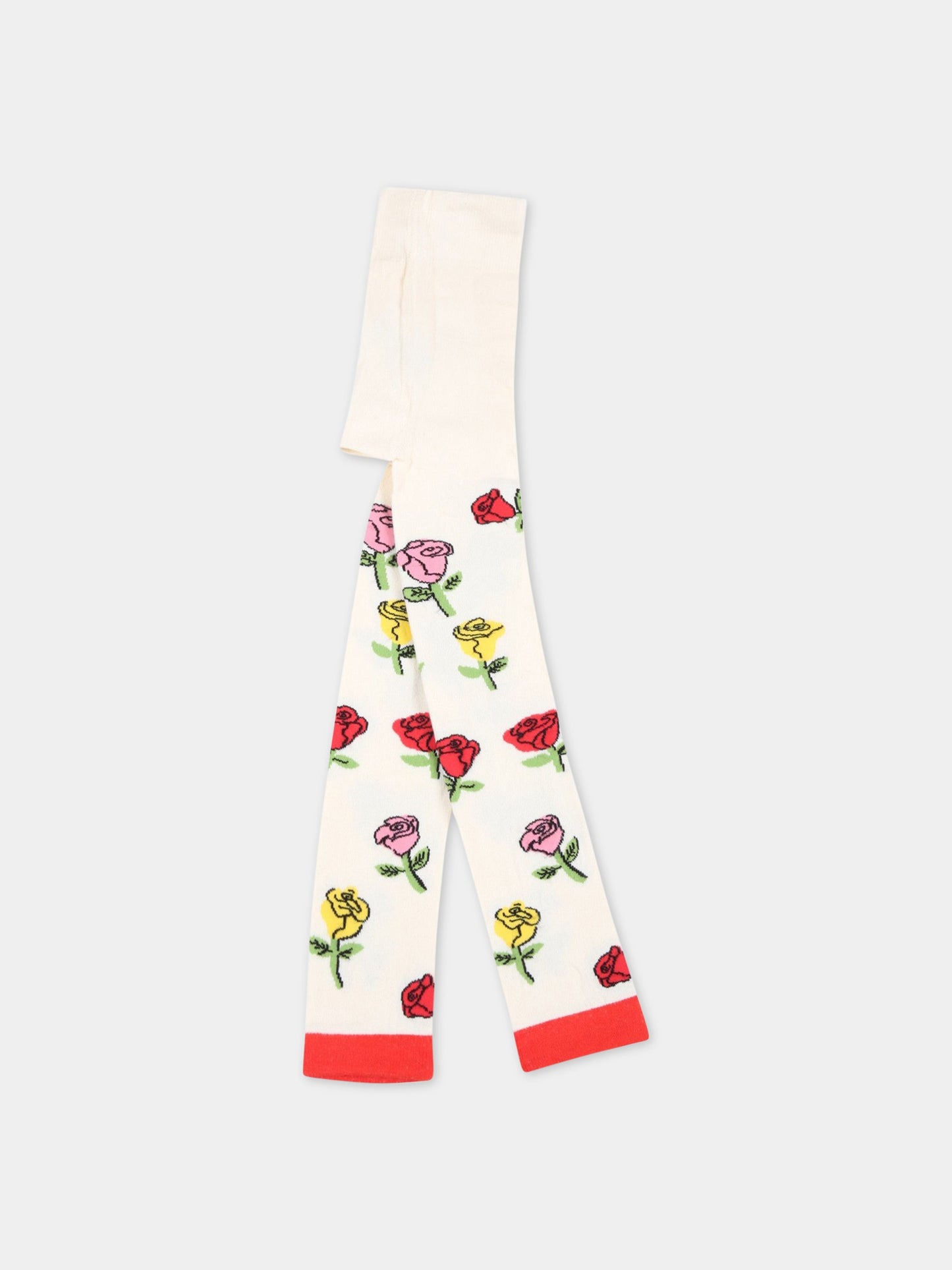Collant avorio per bambina con rose,Mini Rodini,2216011811