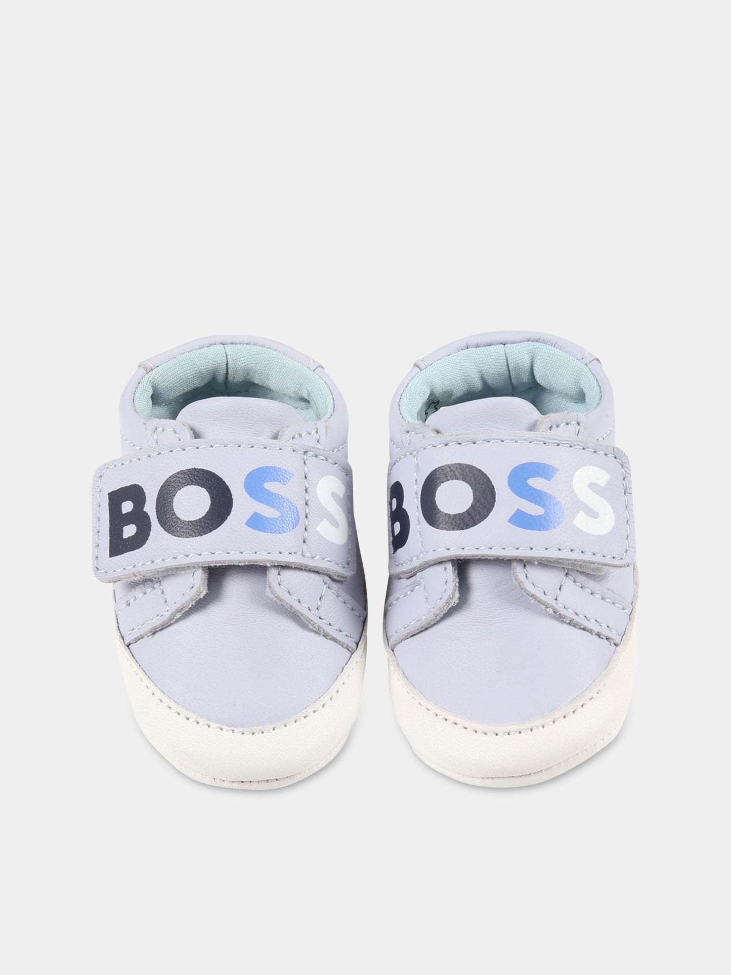 Scarpe celesti per neonato con logo,Hugo Boss,J99112 771