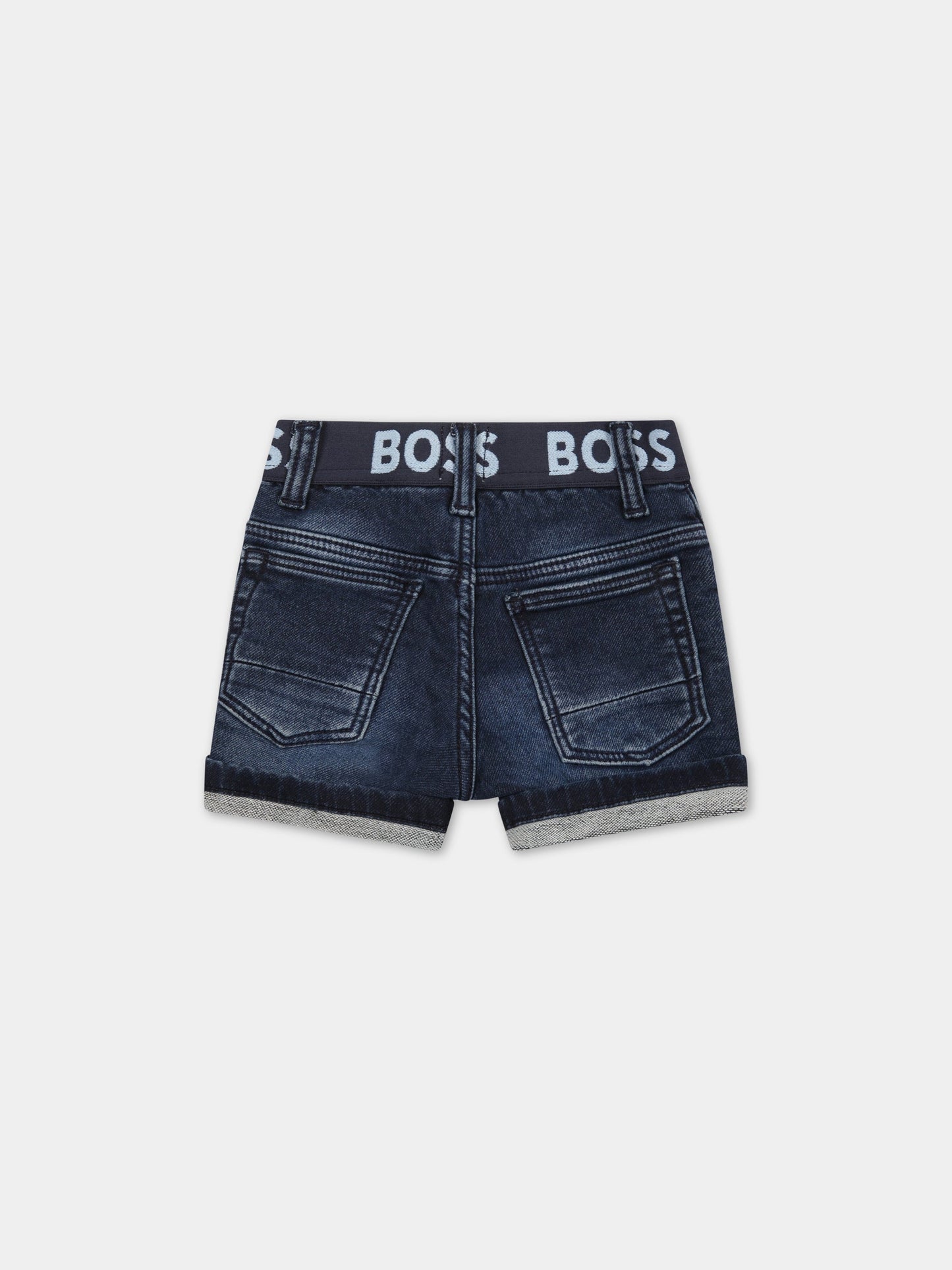 Short blu per neonato con loghi,Hugo Boss,J04425 Z07