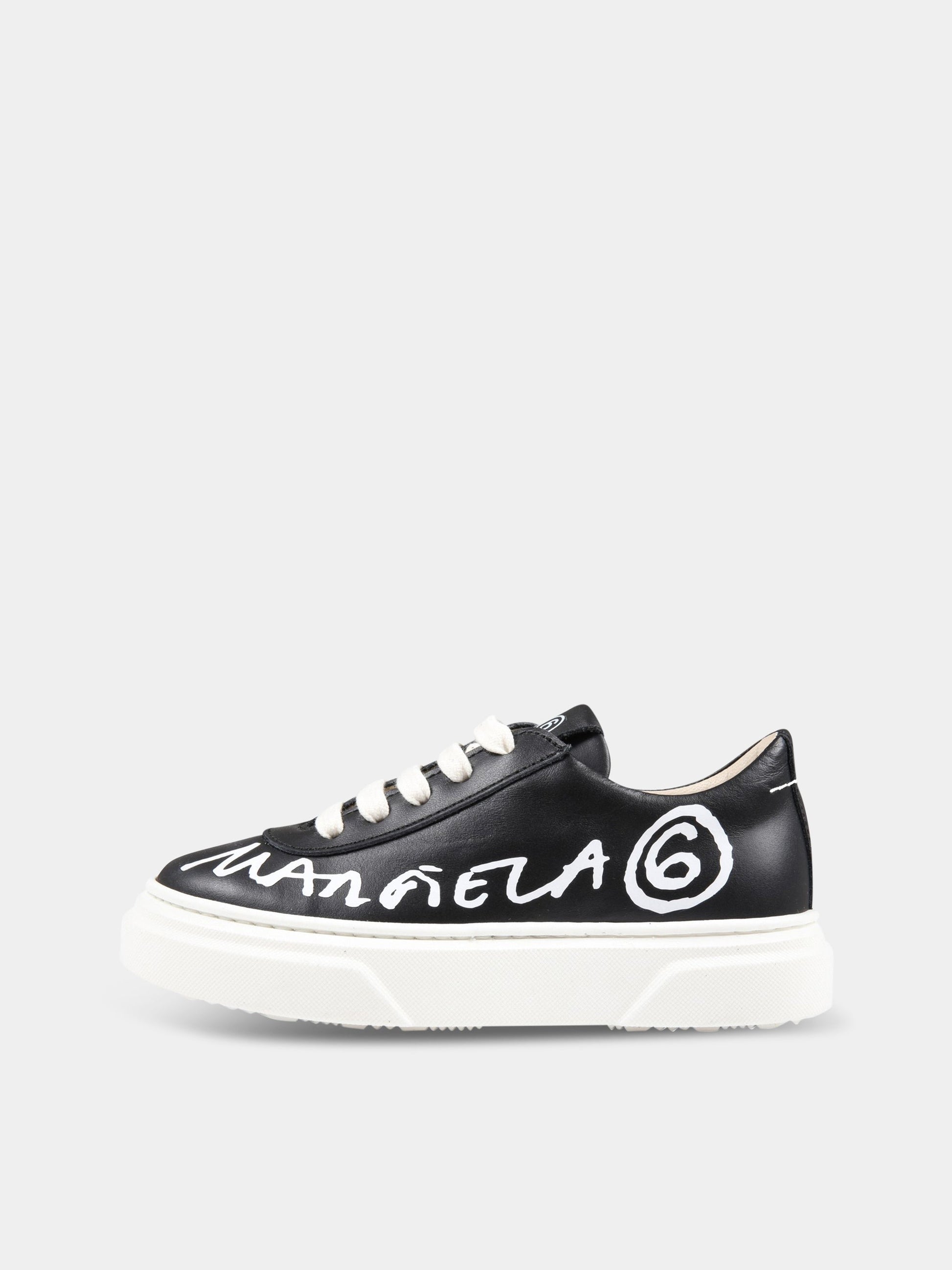 Sneakers nere per bambini con logo bianco,Mm6 Maison Margiela,70336 2