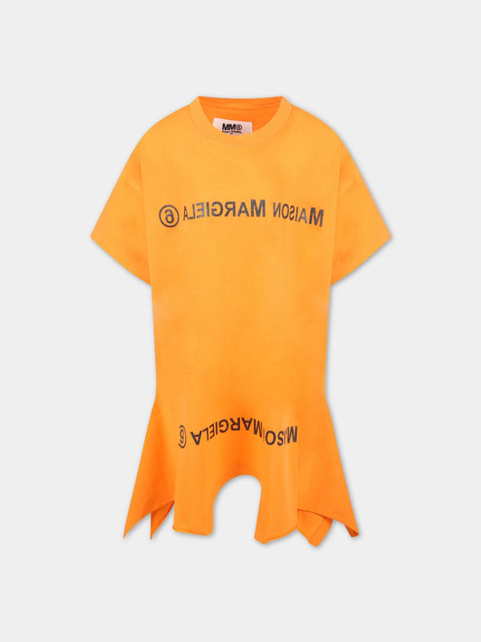 Vestito arancione per bambina con loghi,Mm6 Maison Margiela,M60116 MM009 M6201