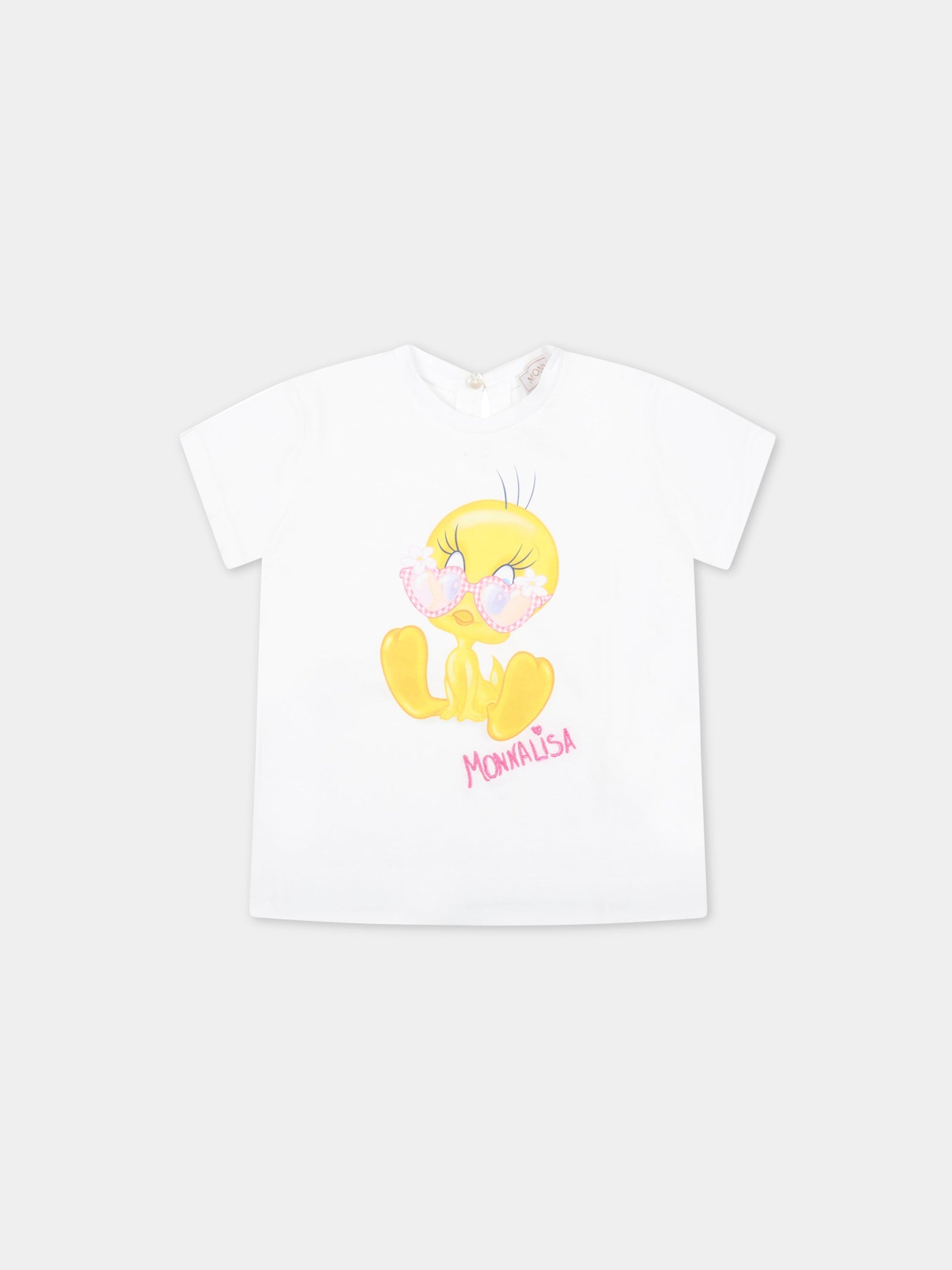 T-shirt bianca per neonata con Titti,Monnalisa,399609 9012 9993