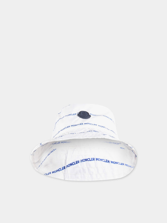 Cloche avorio per neonati con logo blu,Moncler Kids,951 3B00009 595RF 070