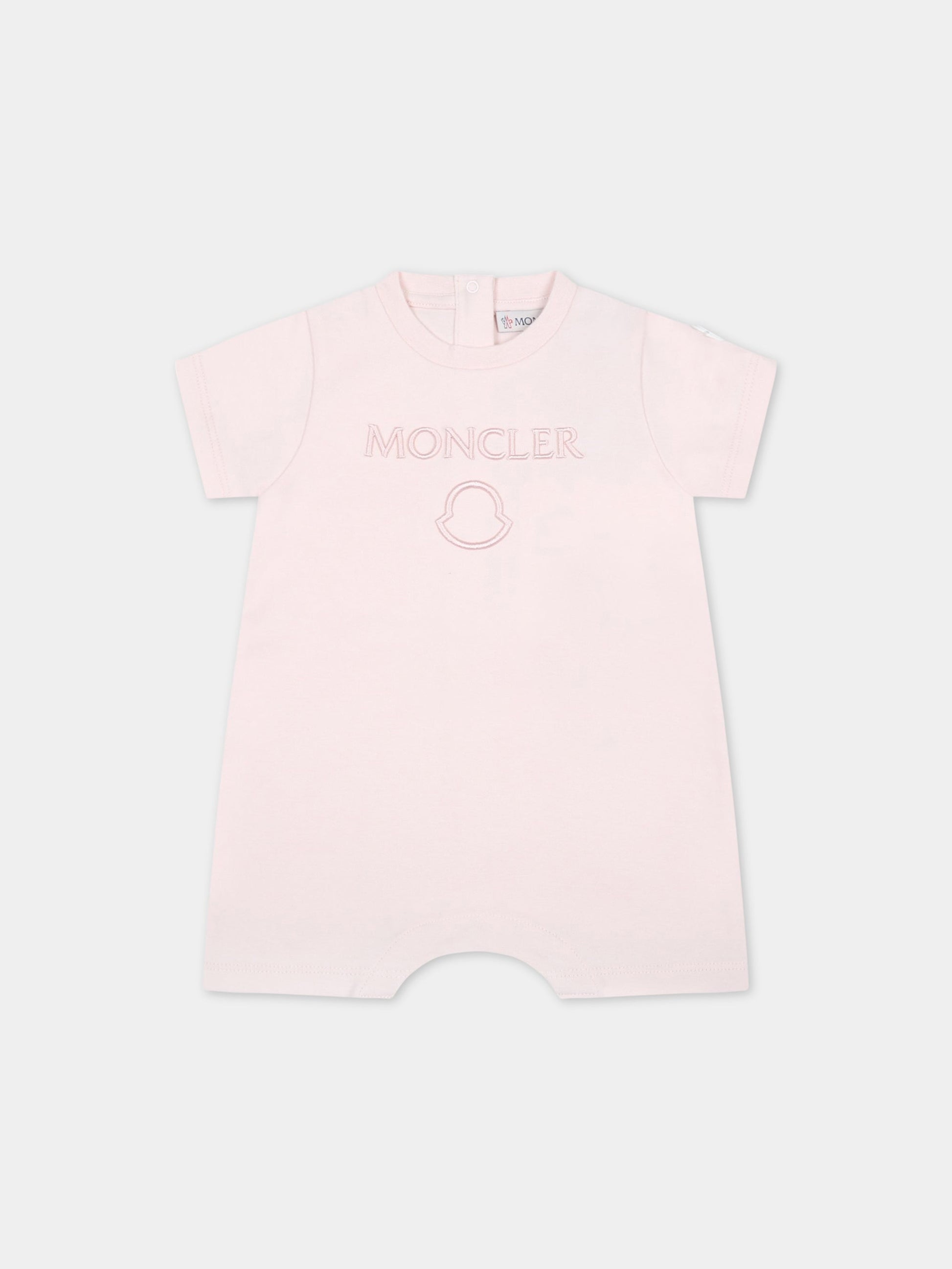 Pagliaccetto rosa per neonata con logo ricamato,Moncler Kids,951 8L00004 8392E 529