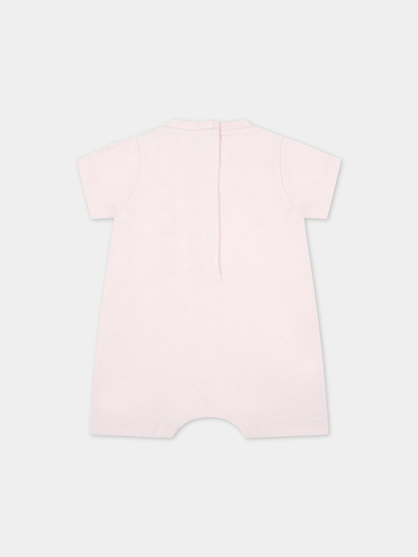 Pagliaccetto rosa per neonata con logo ricamato,Moncler Kids,951 8L00004 8392E 529