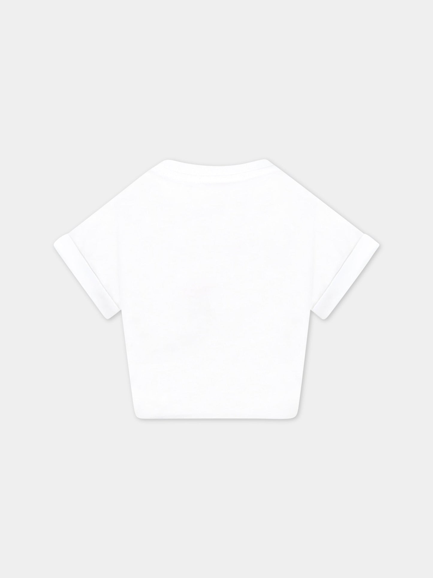 T-shirt bianca per bambina con logo,Msgm Kids,MS028845 001