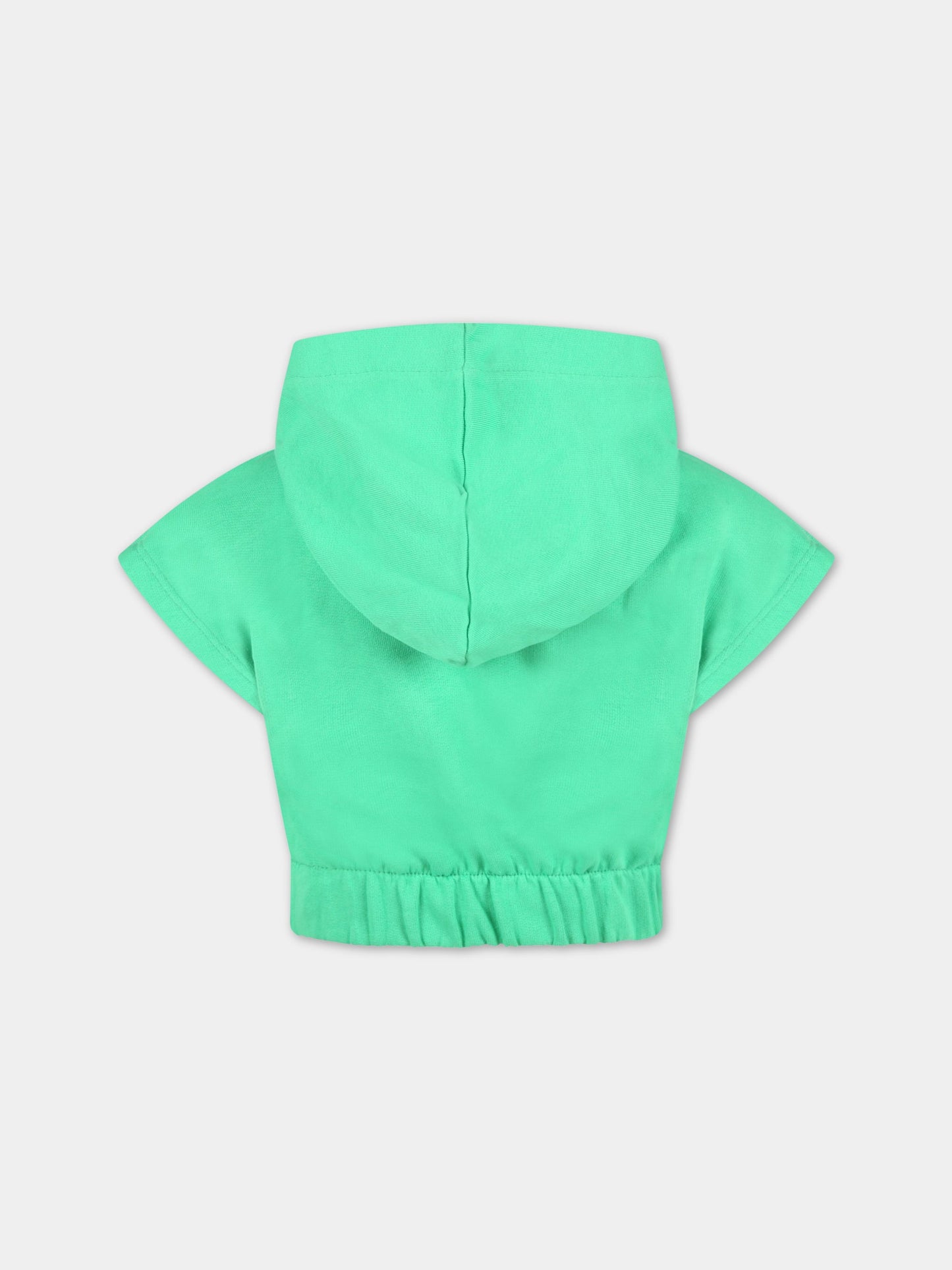 Felpa verde corta per bambina con logo bianco,Msgm Kids,MS028803 080