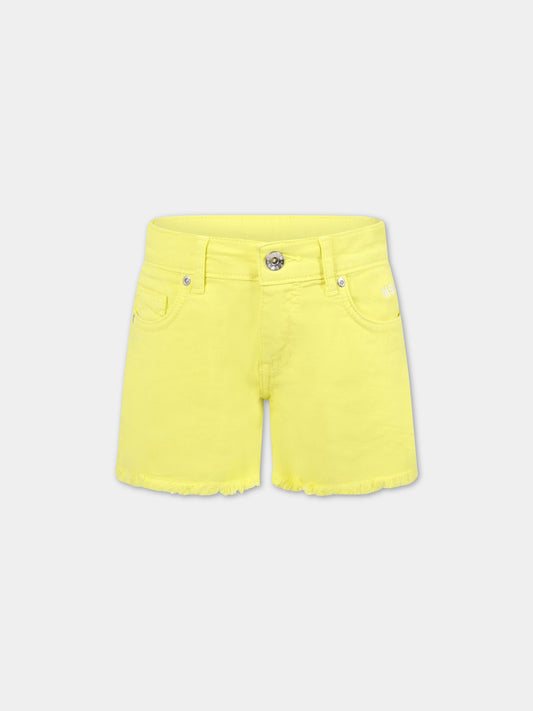 Shorts gialli denim per bambina con logo bianco,Msgm Kids,MS028786 086