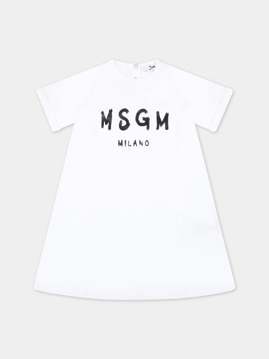 Vestito bianco per neonata con logo,Msgm Kids,MS029052 001