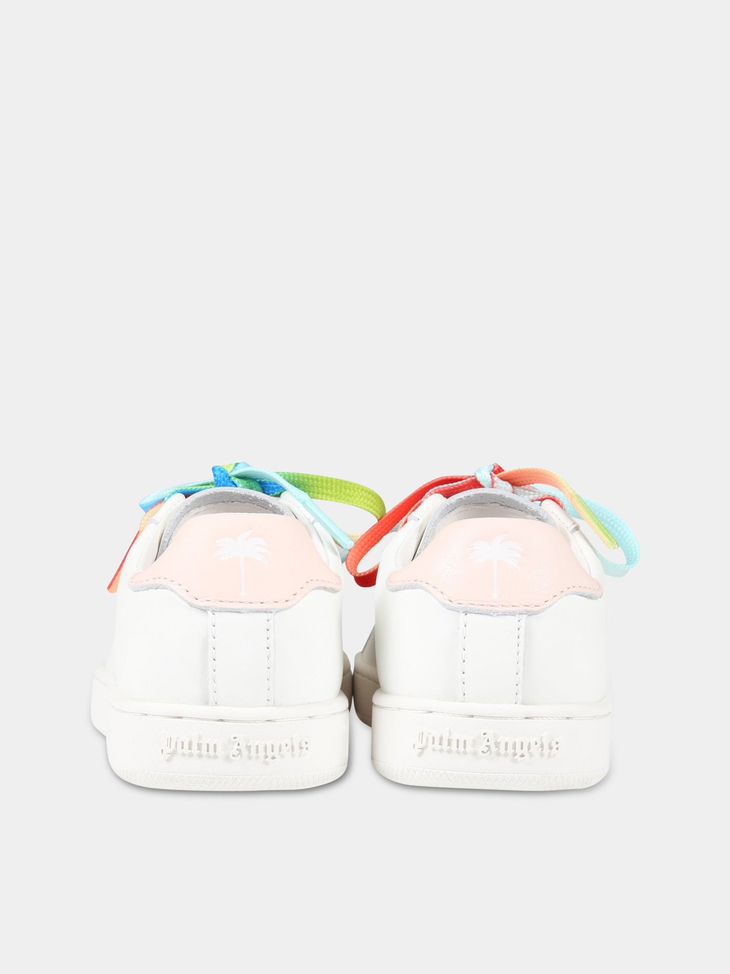 Sneakers bianche per bambina con logo,Palm Angels,PGIA002S22LEA002 0130