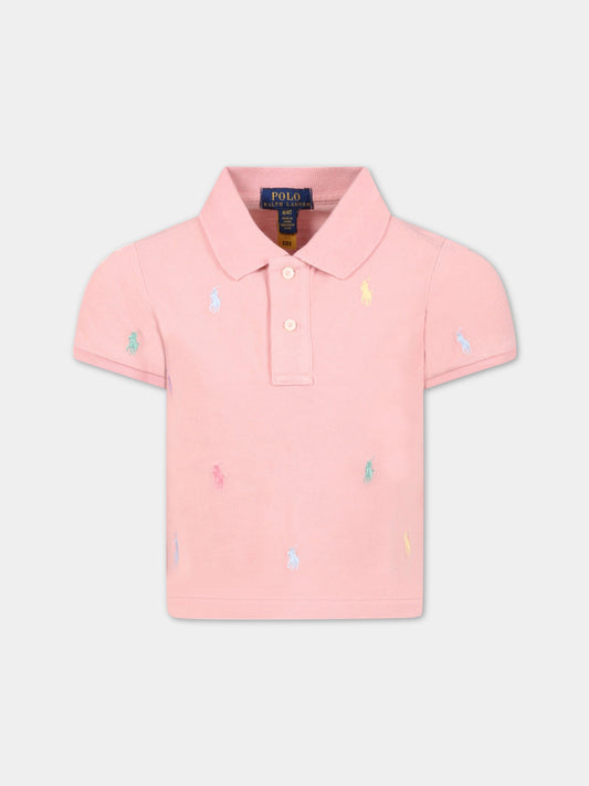 Polo rosa per bambina con iconici cavallini,Ralph Lauren Kids,869510001