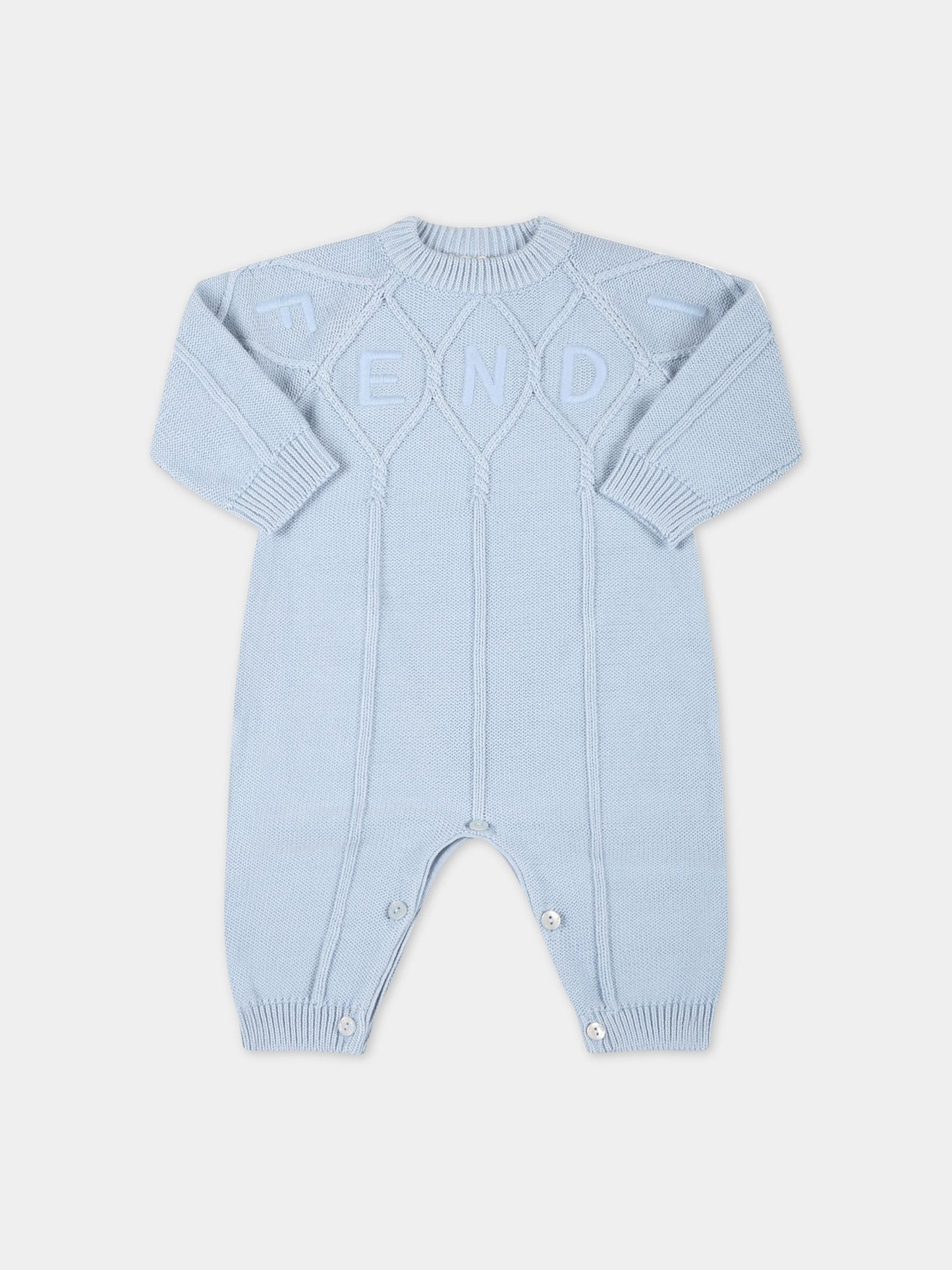 Tutina celeste per neonato con logo,Fendi Kids,BUG073 AEZG F19J4