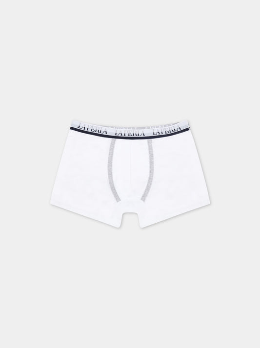 Boxer bianco per bambino con loghi,La Perla,54048 XO