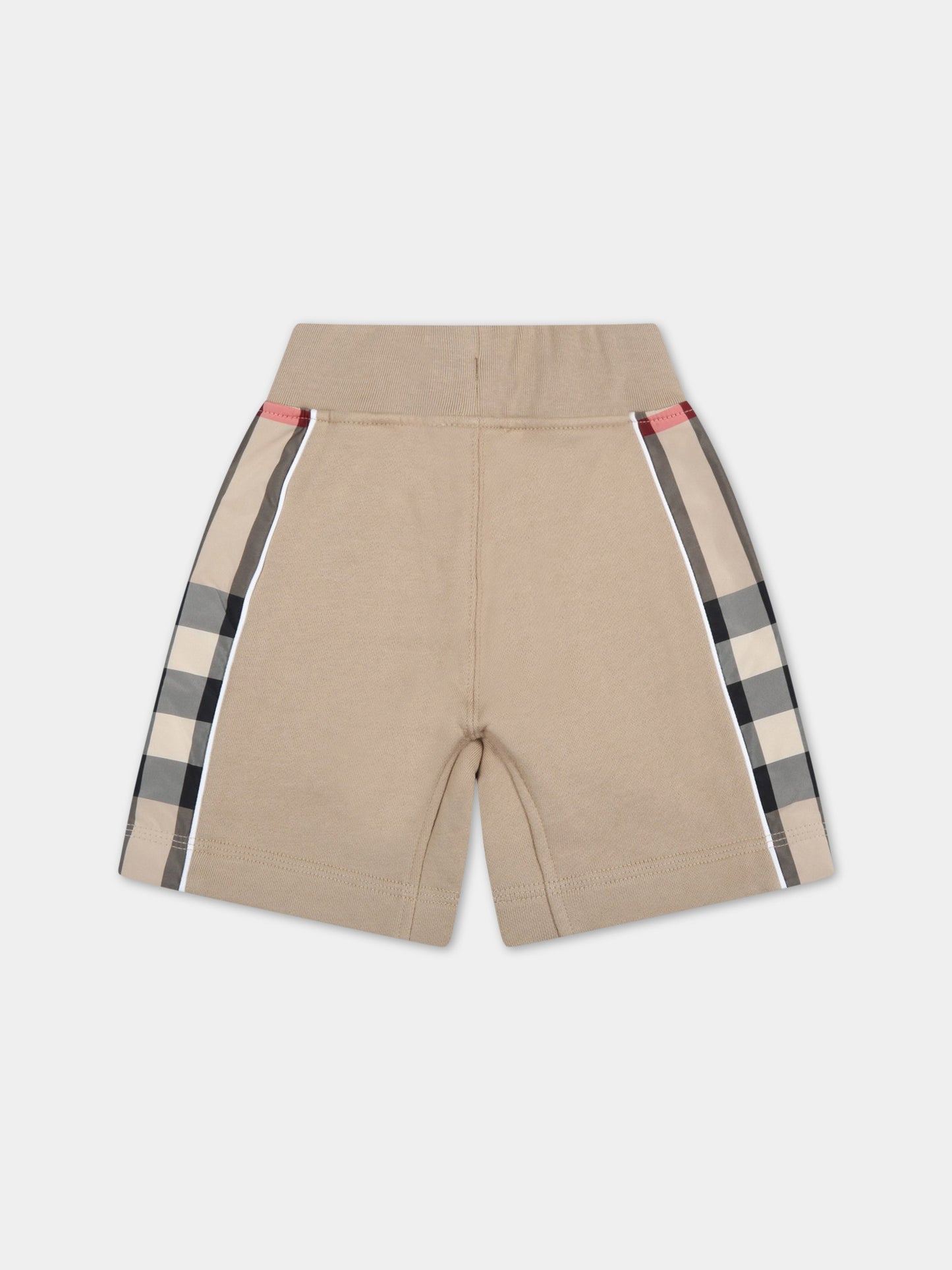 Short beige per neonato con dettagli a check,Burberry Kids,8051457