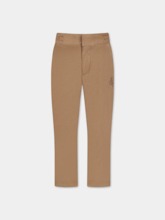 Pantaloni beige per bambino con logo ricamato,Burberry Kids,8053966