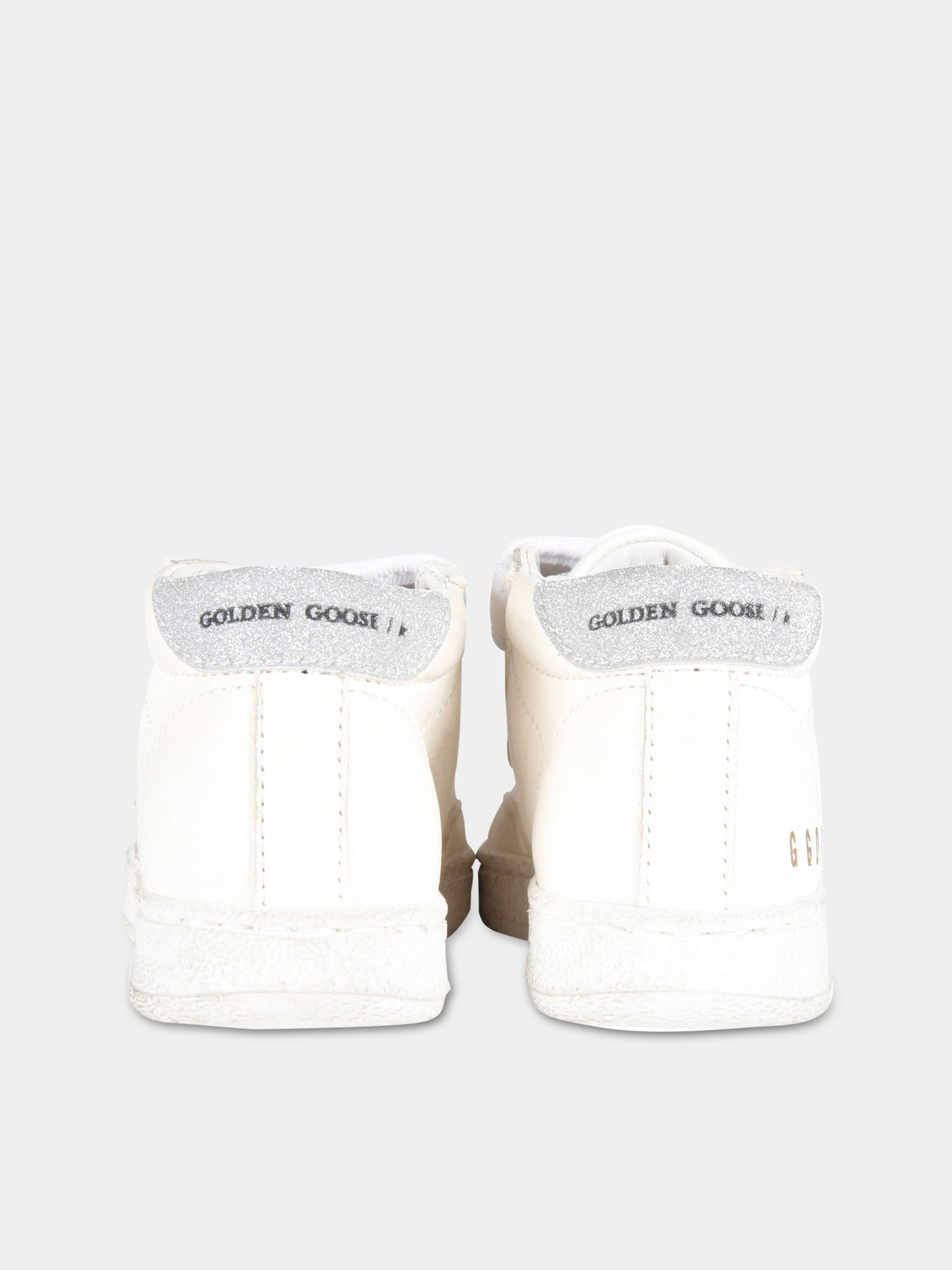 Sneakers bianche per bambina con stella e logo,Golden Goose,GJF00386 F003323 80185