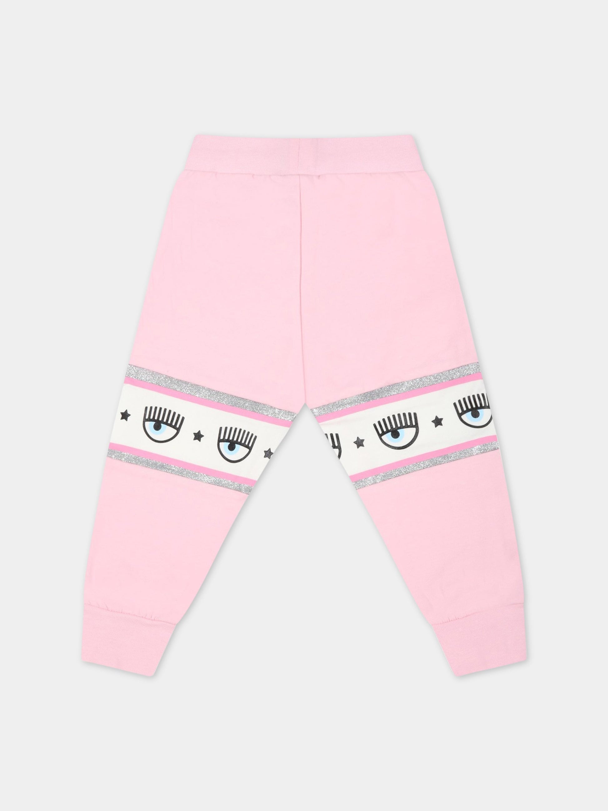 Pantaloni rosa da tuta per neonata con iconici eyes flirting,Chiara Ferragni Collection,530400 0010 0090