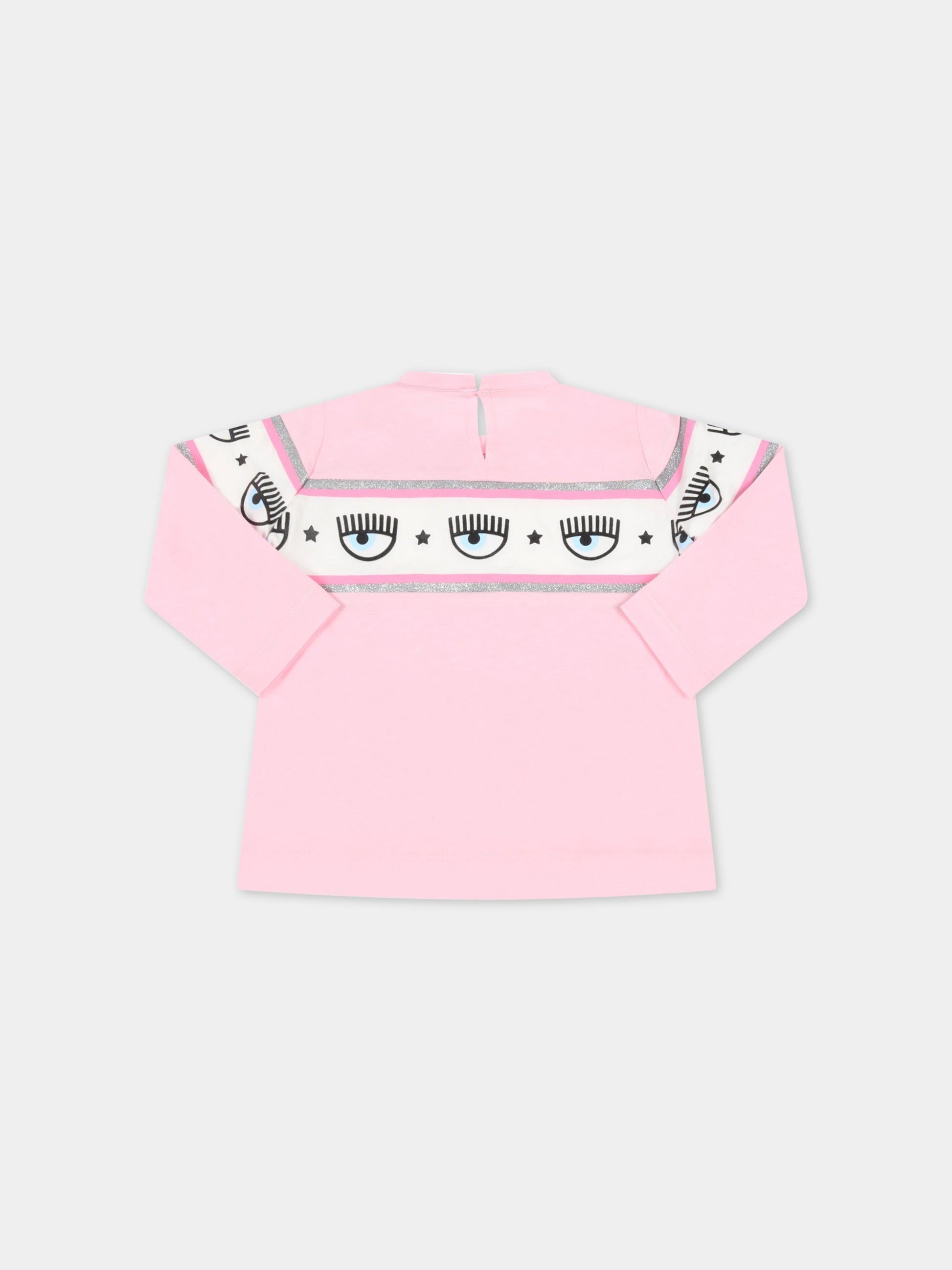 T-shirt rosa per neonata con iconici eyes flirting,Chiara Ferragni Collection,530600 0011 0090