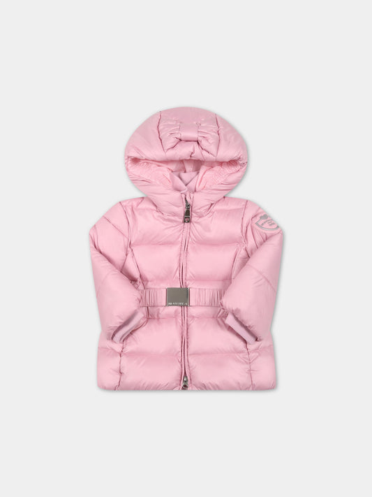 Piumino rosa per bambina con logo,Monnalisa,370101 0040 091S