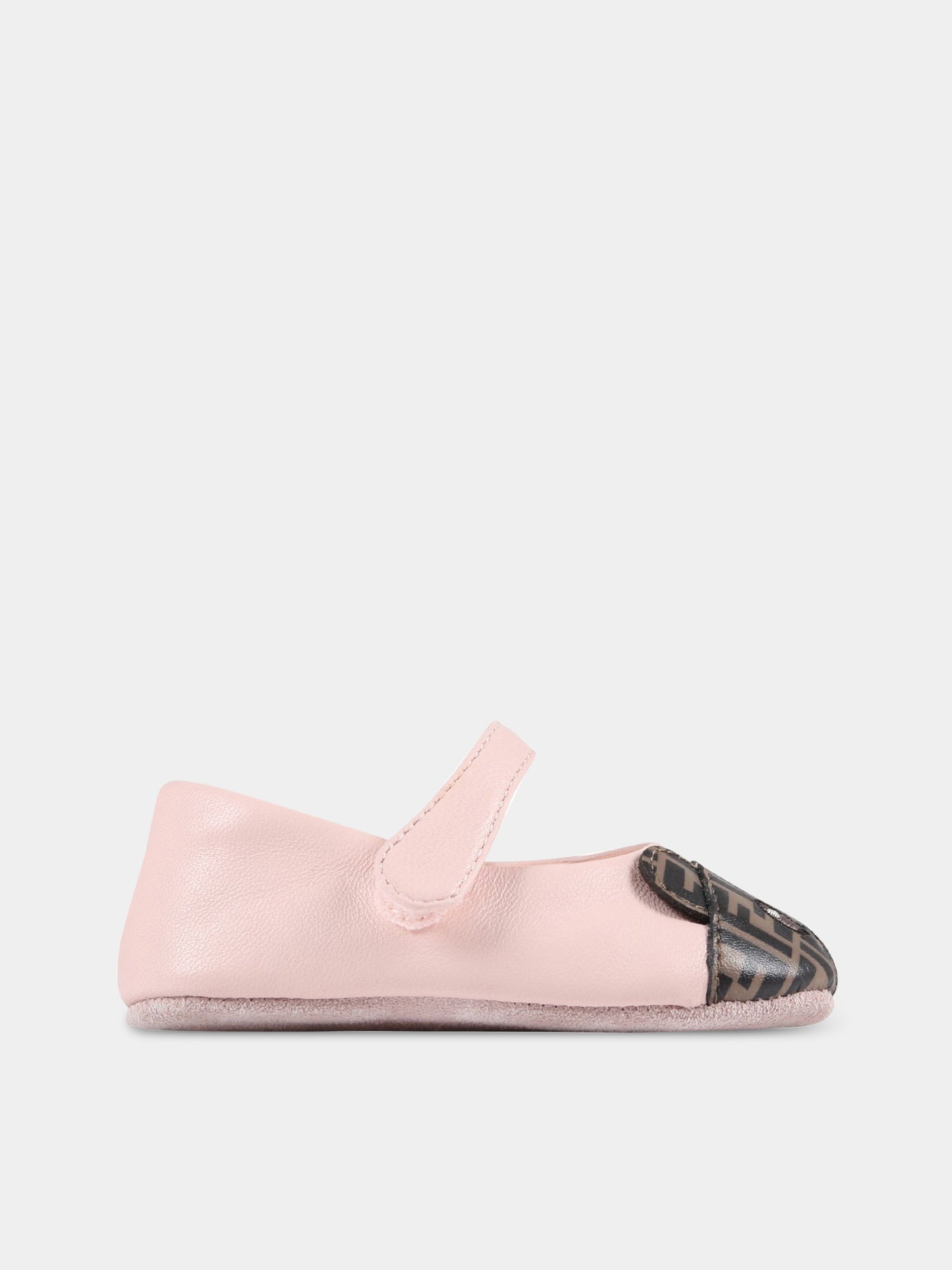 Ballerine rosa per neonata con orso e iconiche FF,Fendi Kids,BFR089 AASY F0WM9