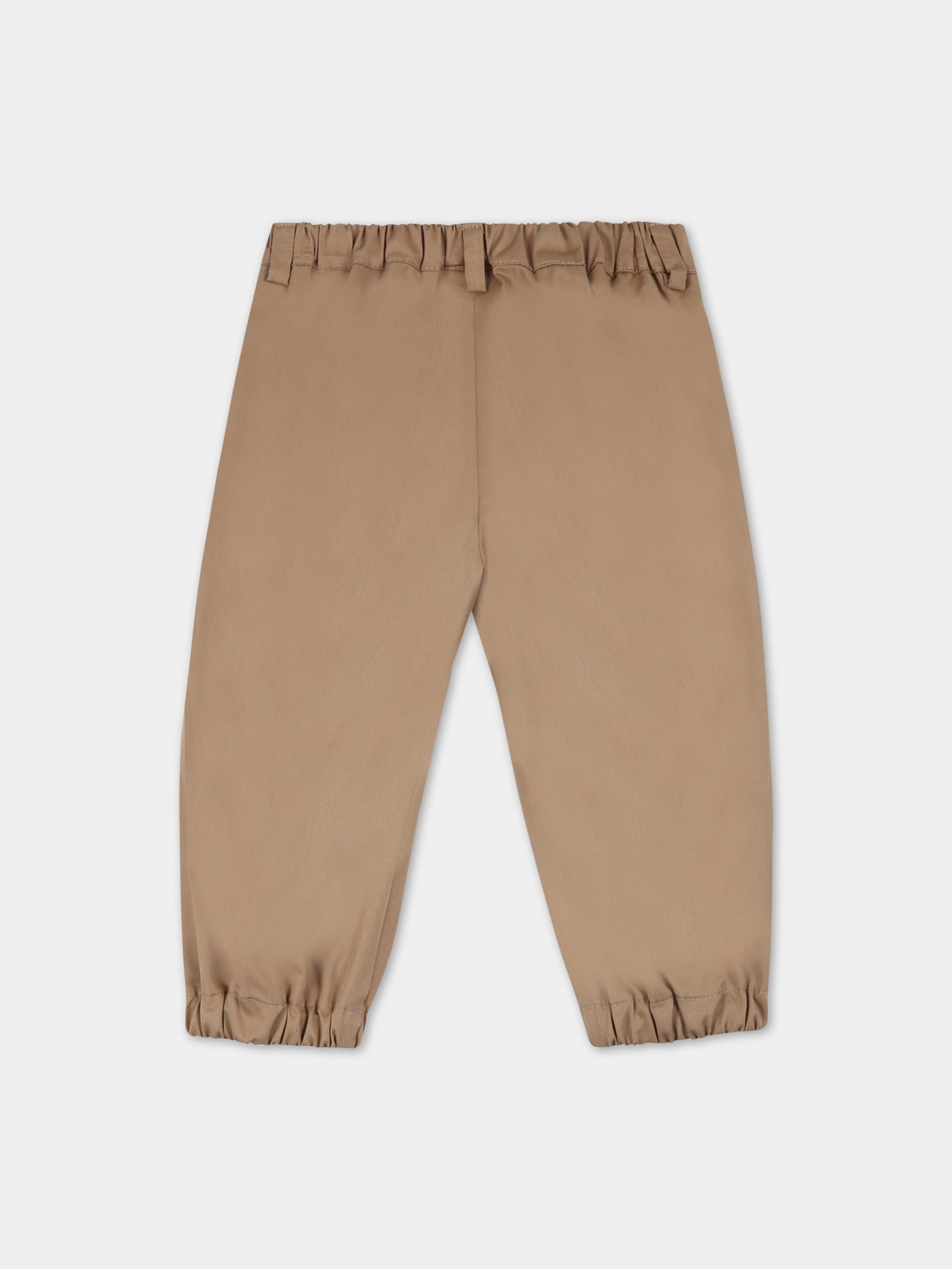 Pantalone beige per neonato con doppia FF,Fendi Kids,BUF051 ADEH F1F4G