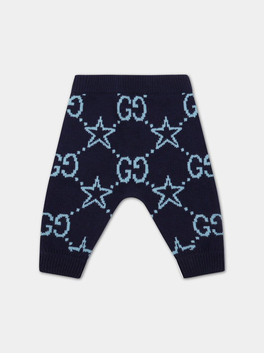 Pantalone blu per neonati con stelle,Gucci Kids,691876 XKCGP 4659