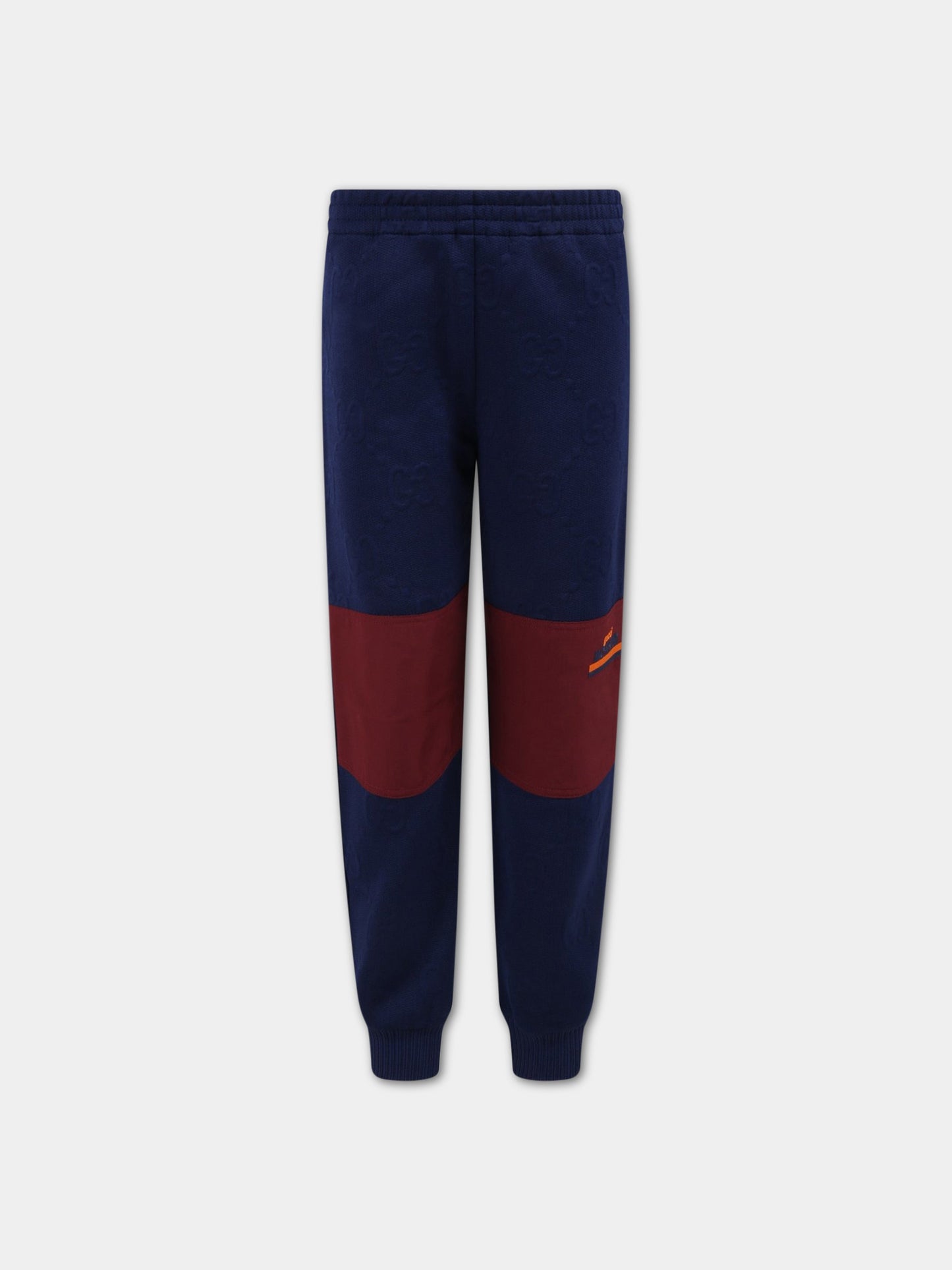 Pantalone blu da tuta per bambino con logo e iconiche GG,Gucci Kids,692533 XJEIE 4464