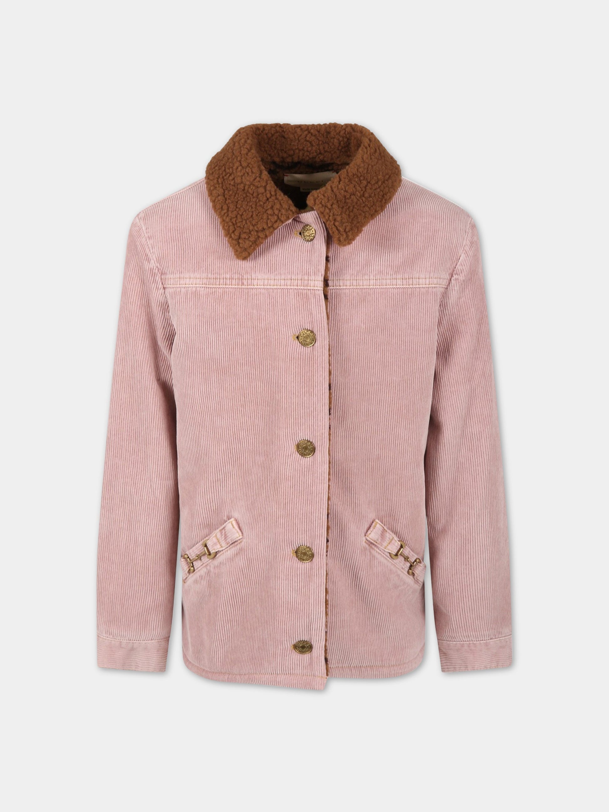 Giacca rosa per bambina con morsetto,Gucci Kids,694538 XDB2H 6183