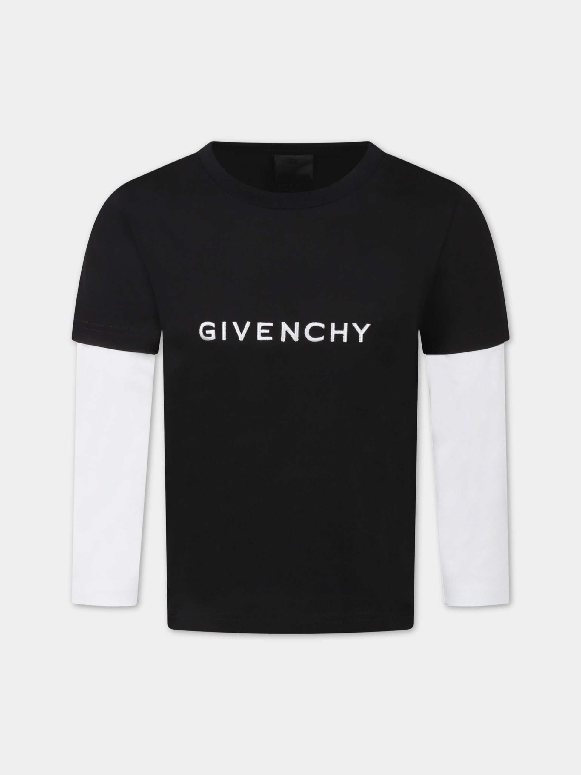 T-shirt nera per bambini con logo,Givenchy Kids,H25379 09B