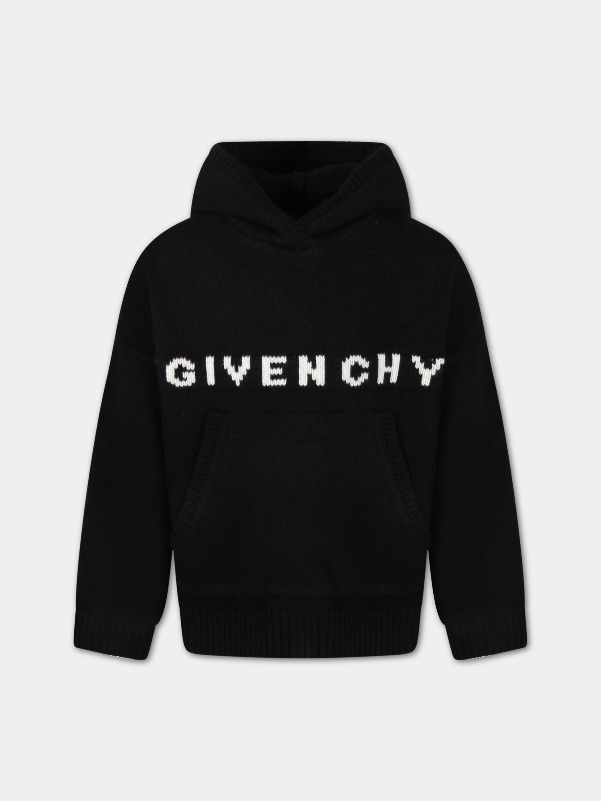 Maglione nero per bambini con logo,Givenchy Kids,H15268 09B