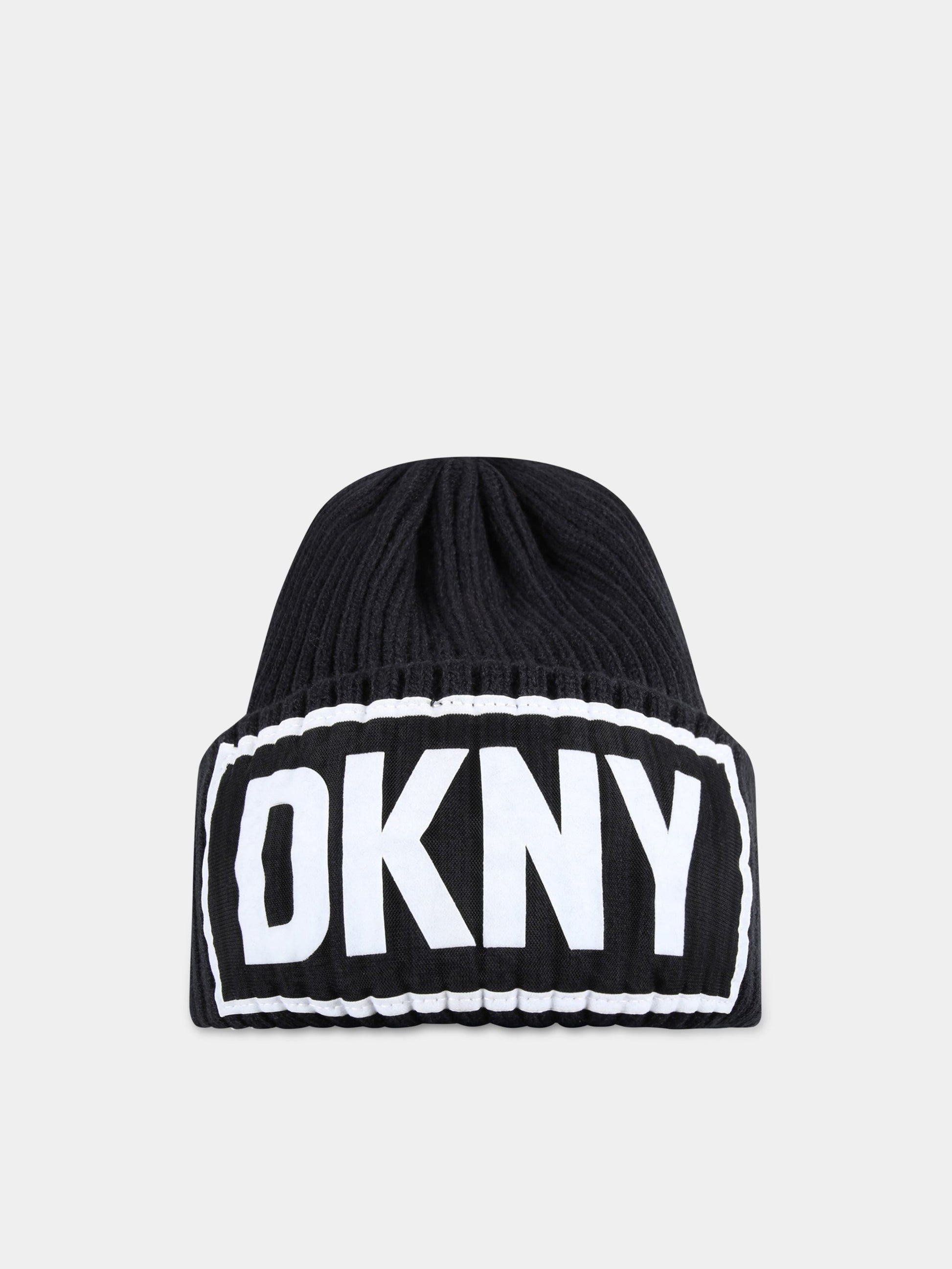 Cappello nero per bambina con logo,Dkny,D31292 09B