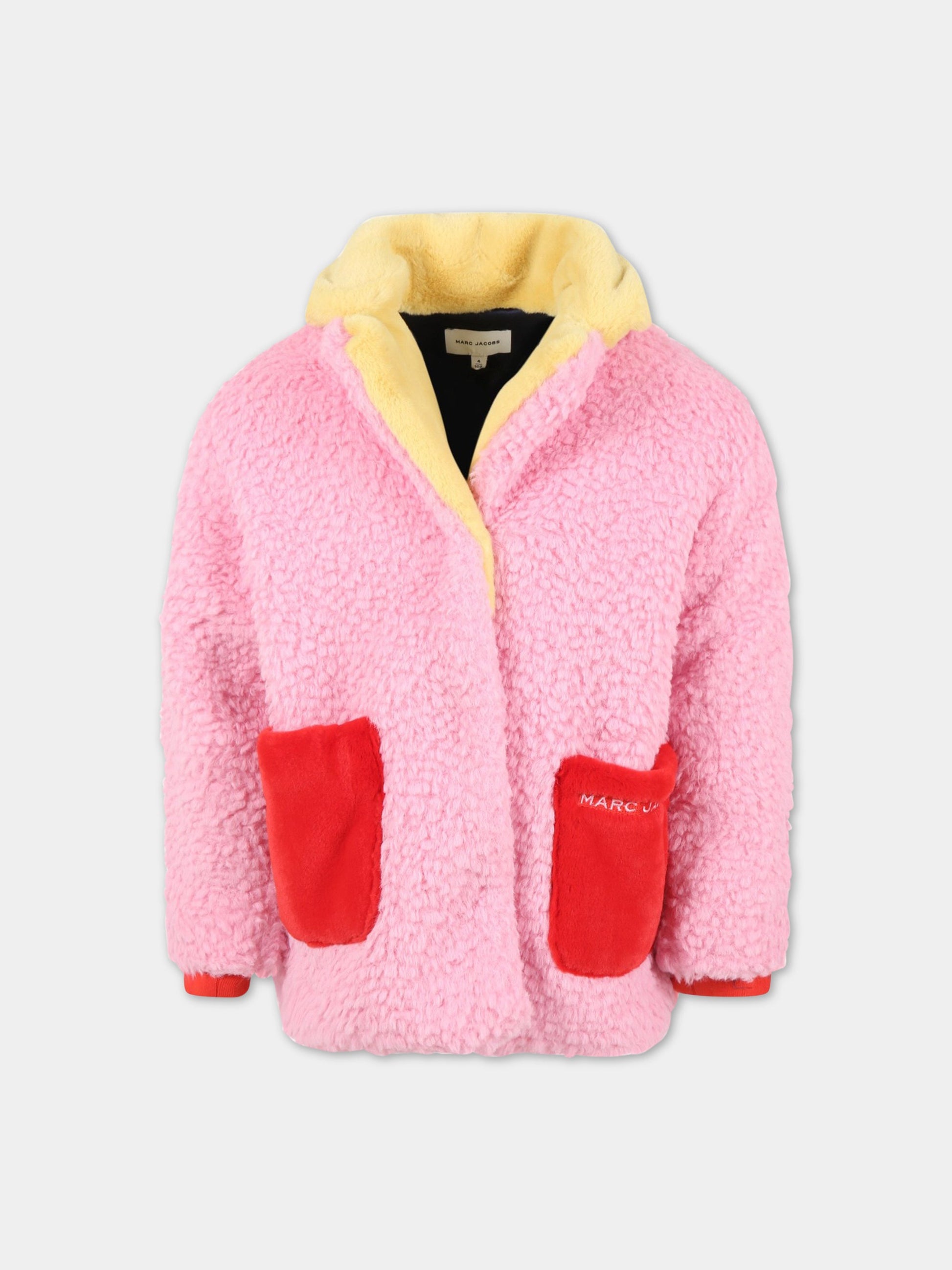 Cappotto rosa per bambina con logo,Little Marc Jacobs,W16146 465