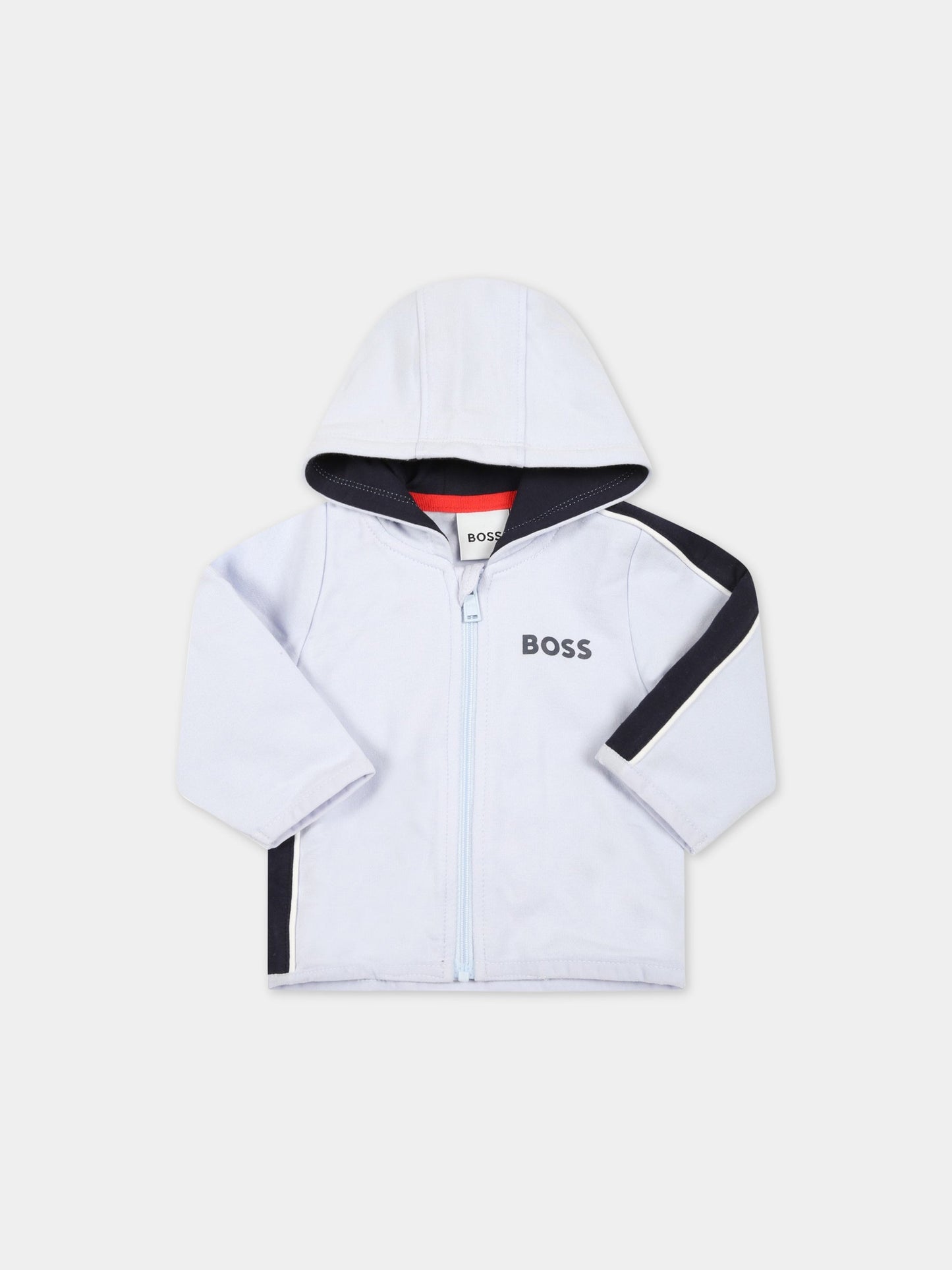 Tuta celeste per neonato con logo,Hugo Boss,J98369 771