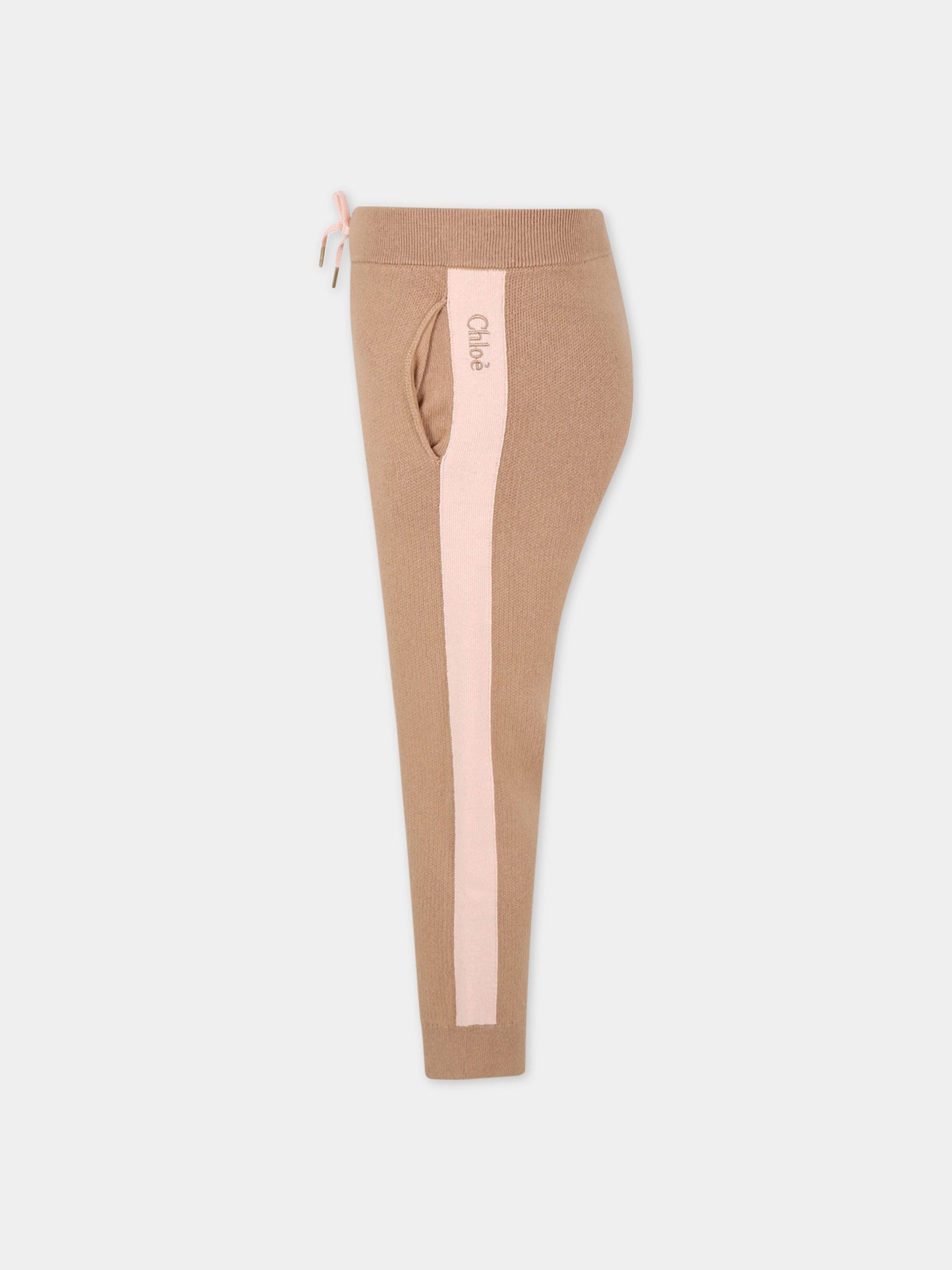 Pantalone beige per bambina con logo,Chloé Kids,C14716 231