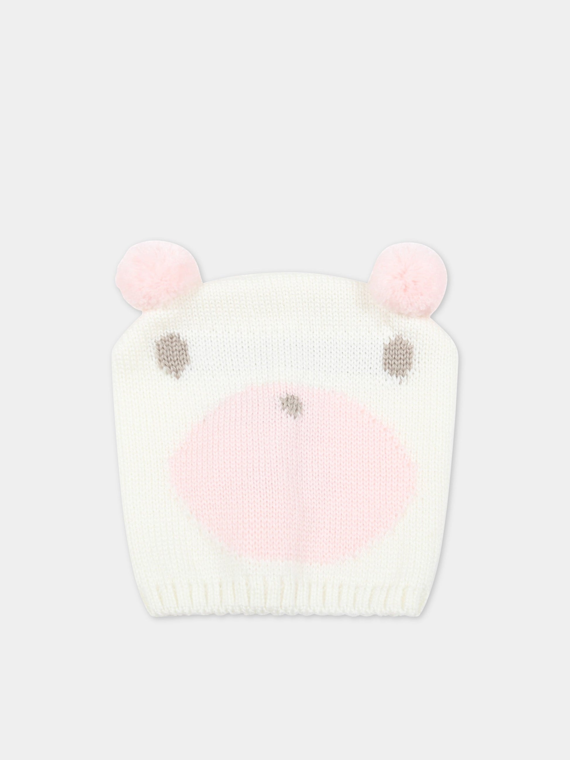 Cappello avorio per neonata con orso,Little Bear,5121 LATTE/CIPRIA