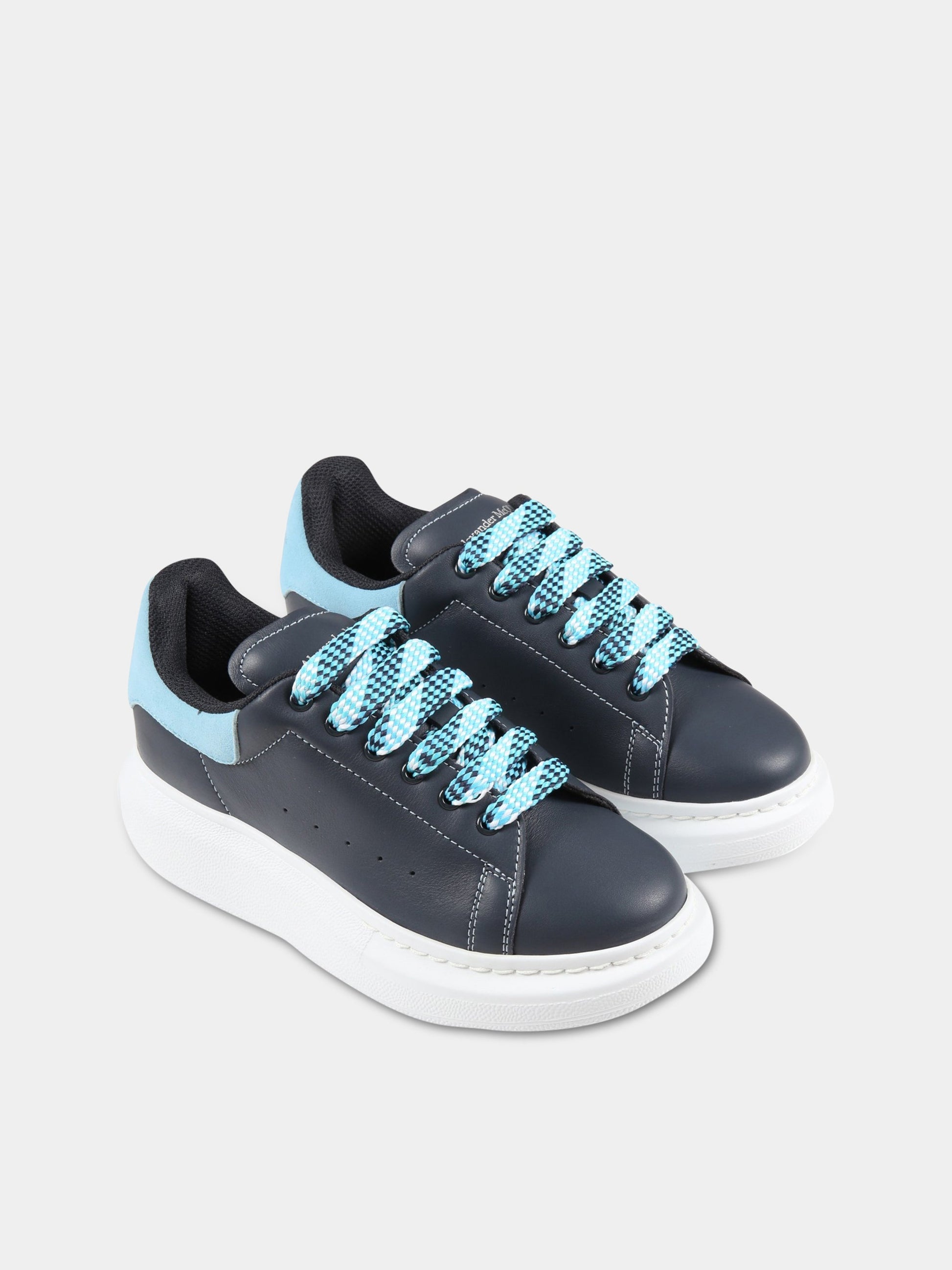 Sneakers blu per bambino con logo,Alexander Mc Queen,710105 WIAHP C1136